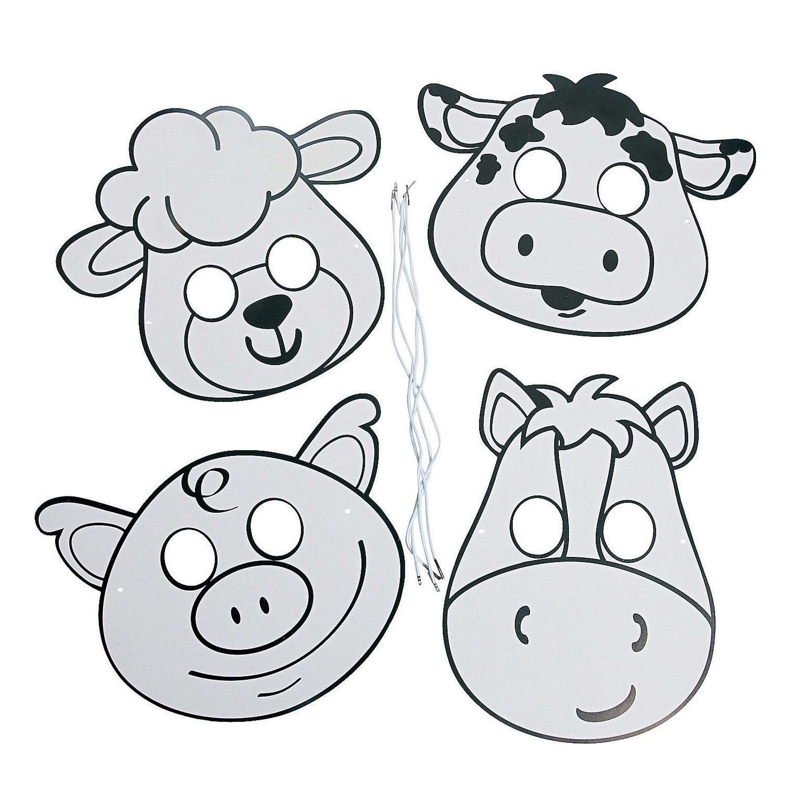 Farm Animal Colour Your Own Masks (Pack of 12)