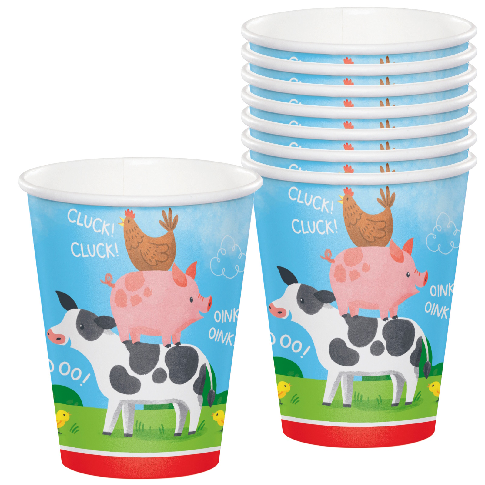 Farm Animals Paper Cups (Pack of 8)