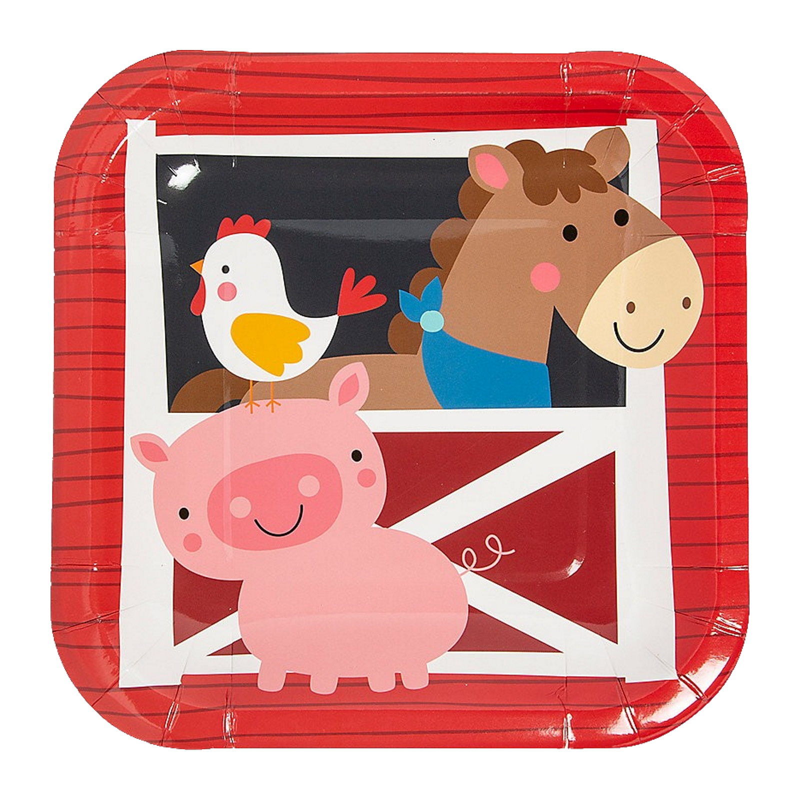 Farm Party Fun Small Square Paper Plates (Pack of 8)