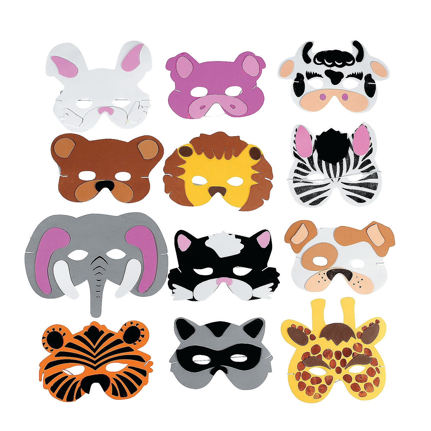 Foam Animal Masks (Pack of 12)