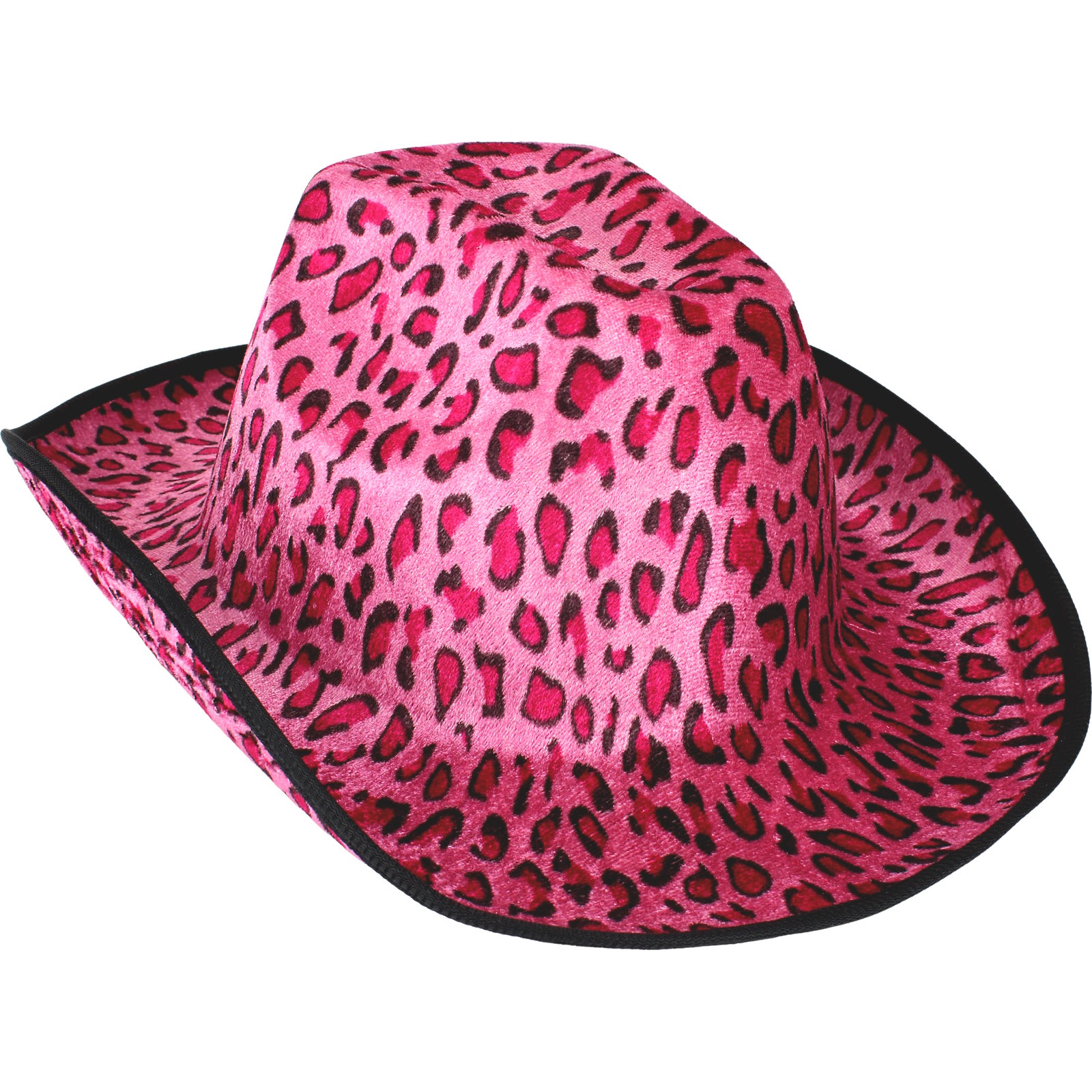 Pink Leopard Print Velour Cowboy Hat