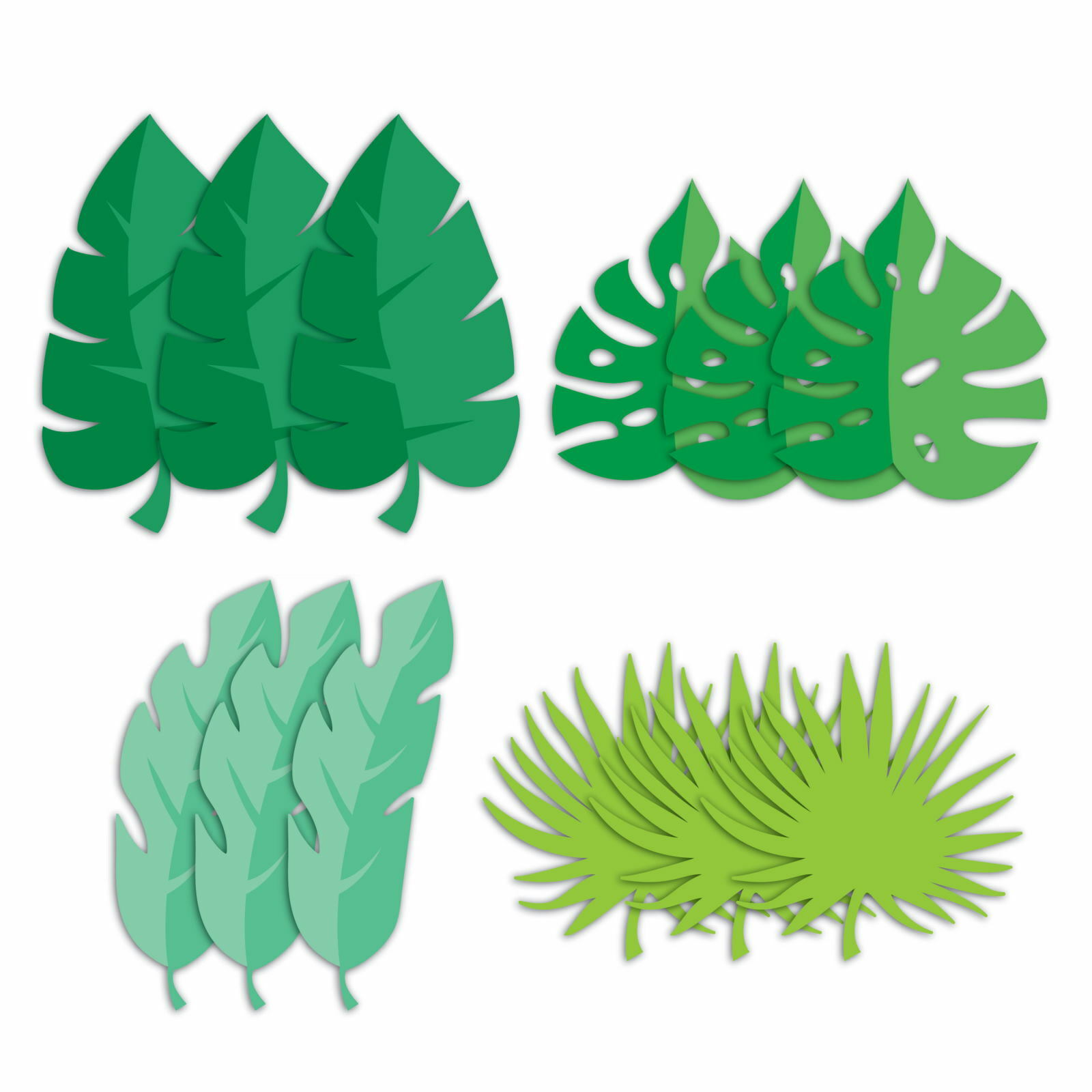 Green Jungle Leaf Cutouts (Pack of 12)