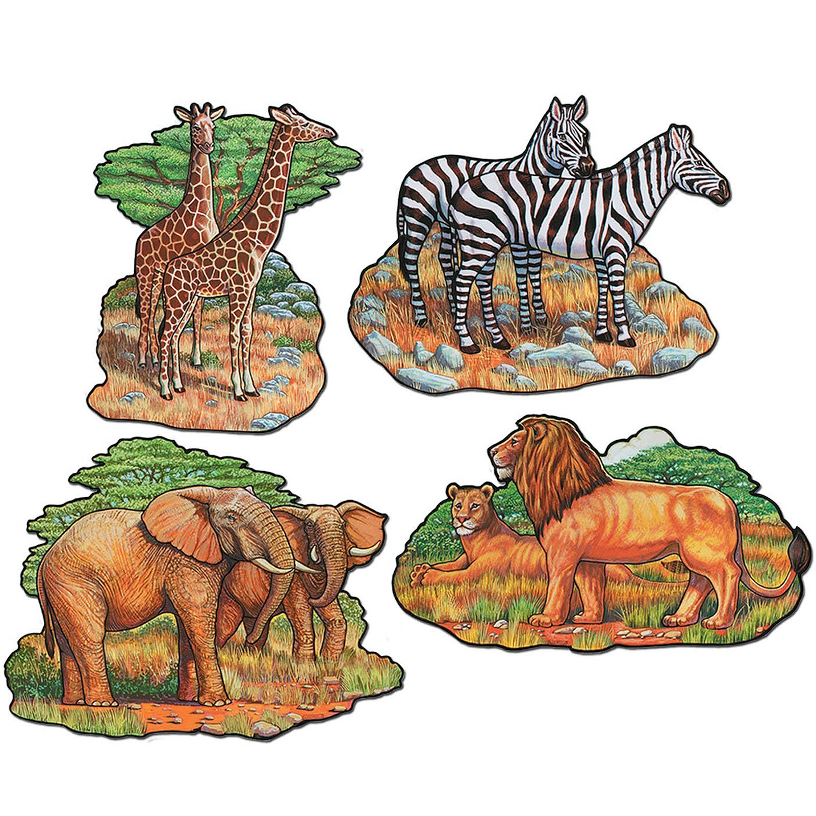 Zoo Animal Cutout Wall Decorations (Pack of 4)