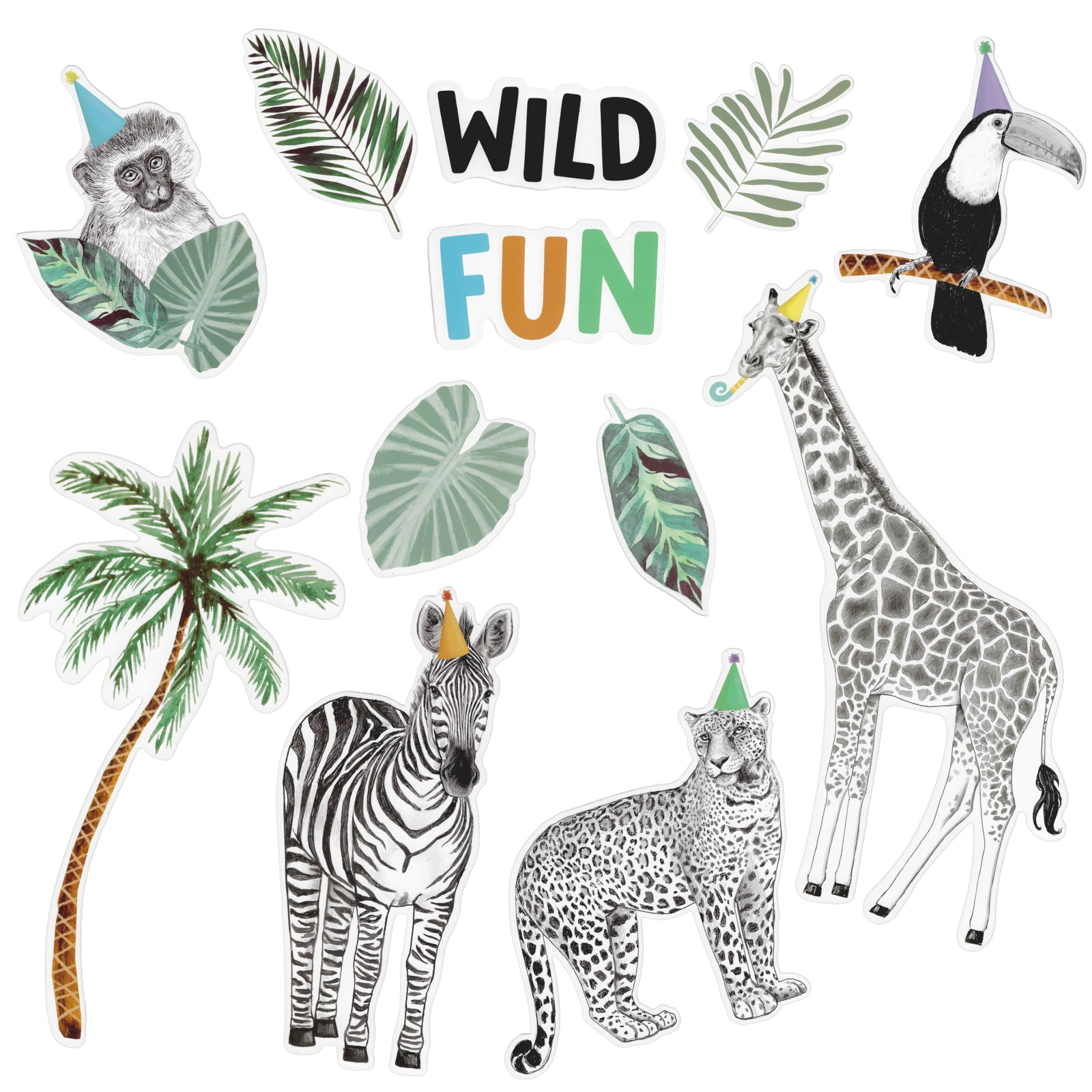 Wild Jungle Party Cutout Wall Decorations (Pack Of 12)