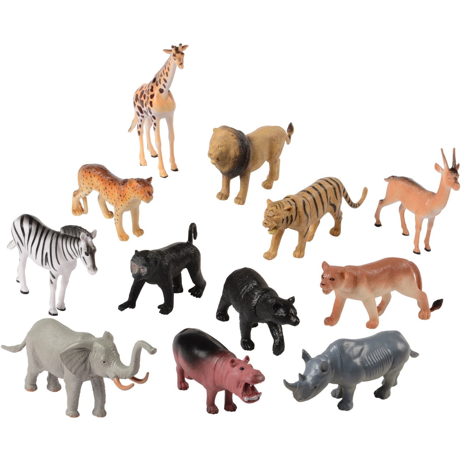 Large Wild Animal Plastic Toys (Pack of 12)