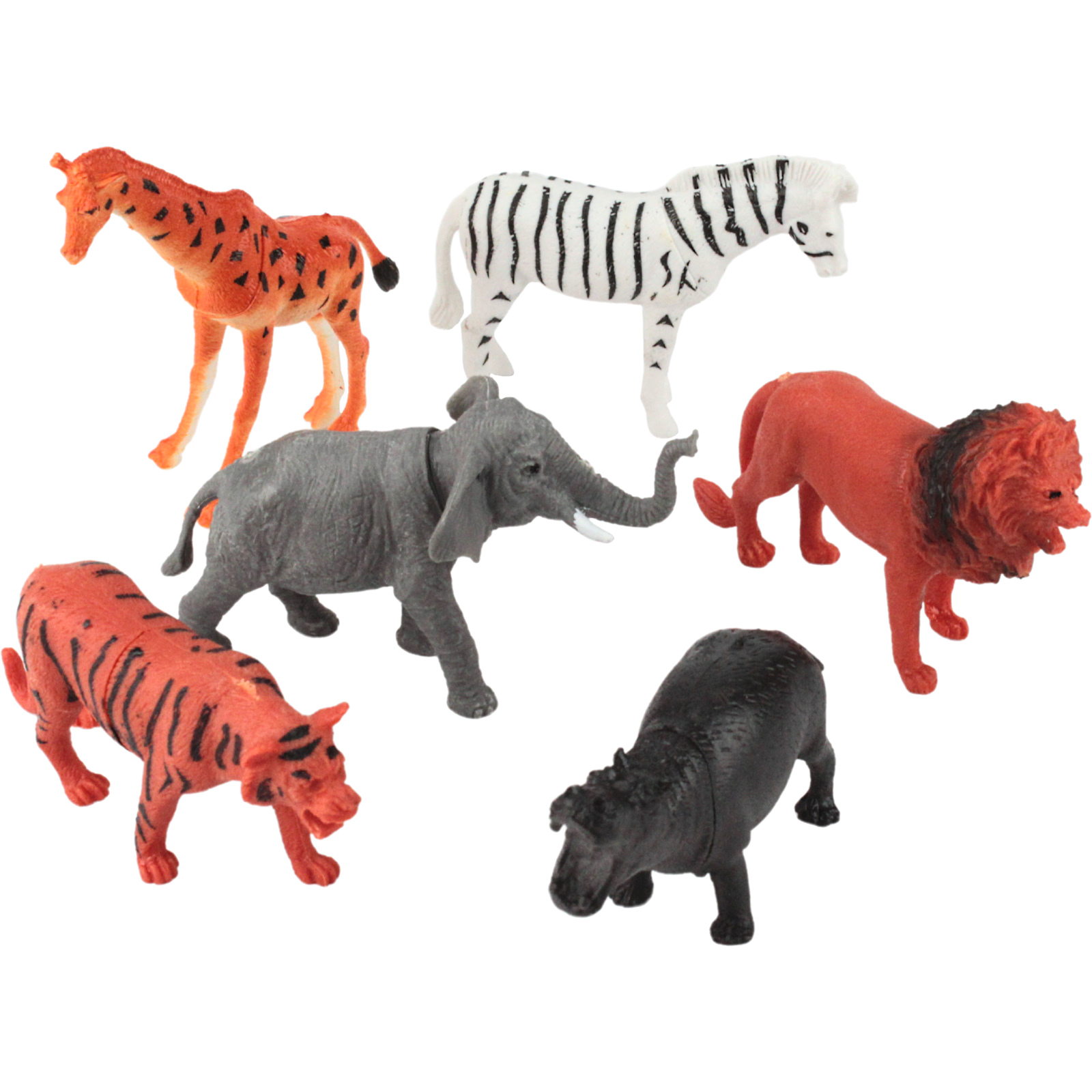 Pack 6 Wild Safari Animals Toys