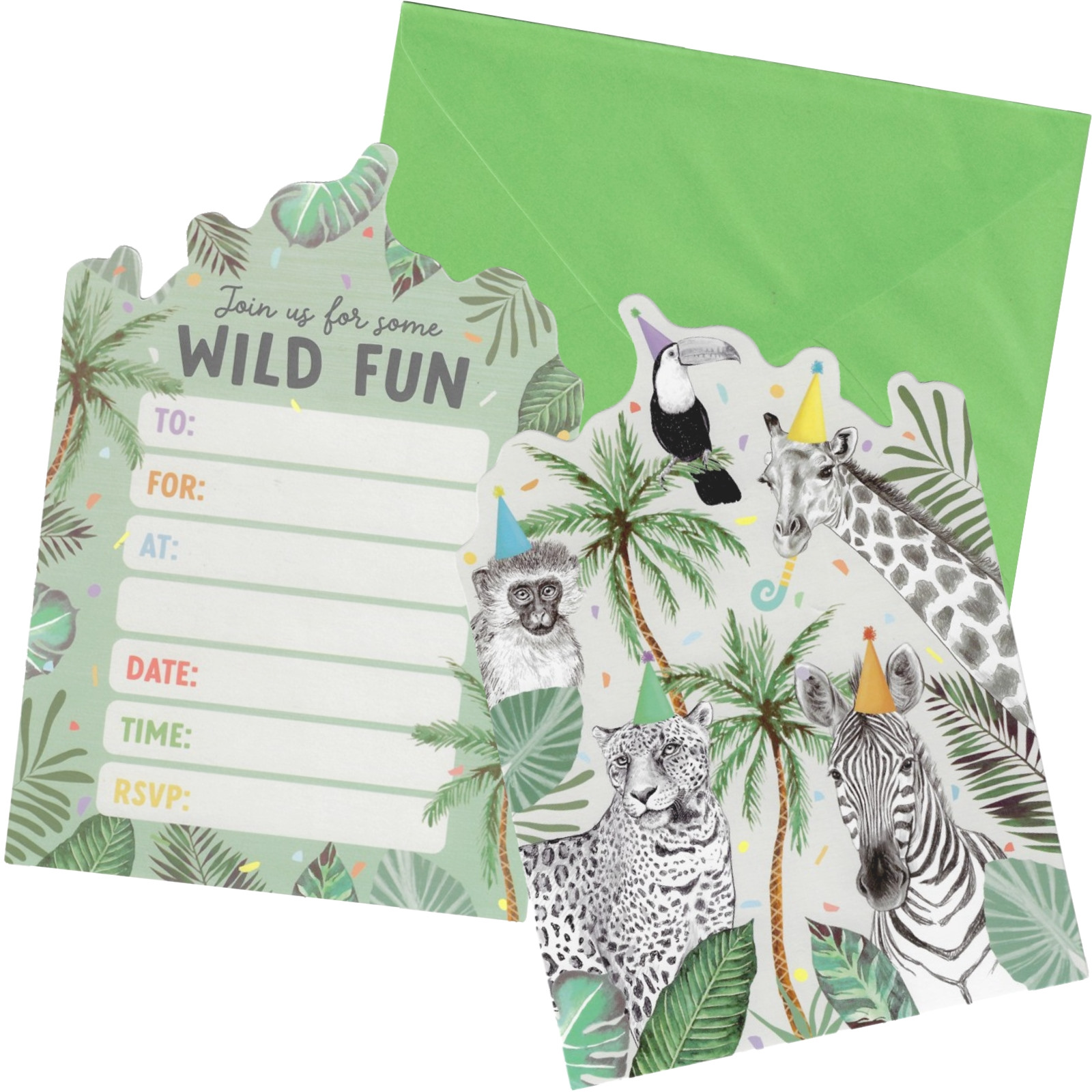 Wild Jungle Party Invitations (Pack of 8)