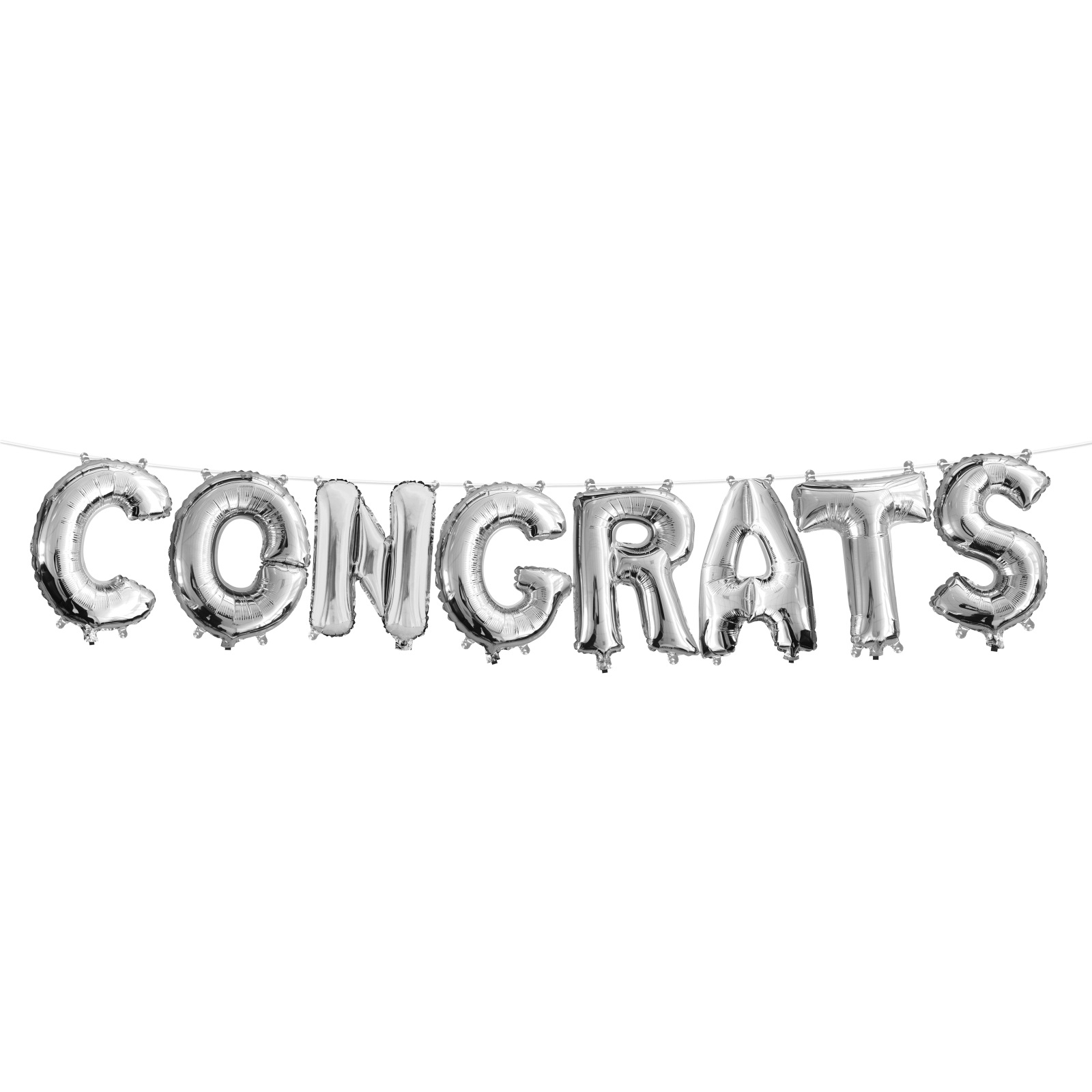 Silver Congrats Foil Letter Balloon Banner