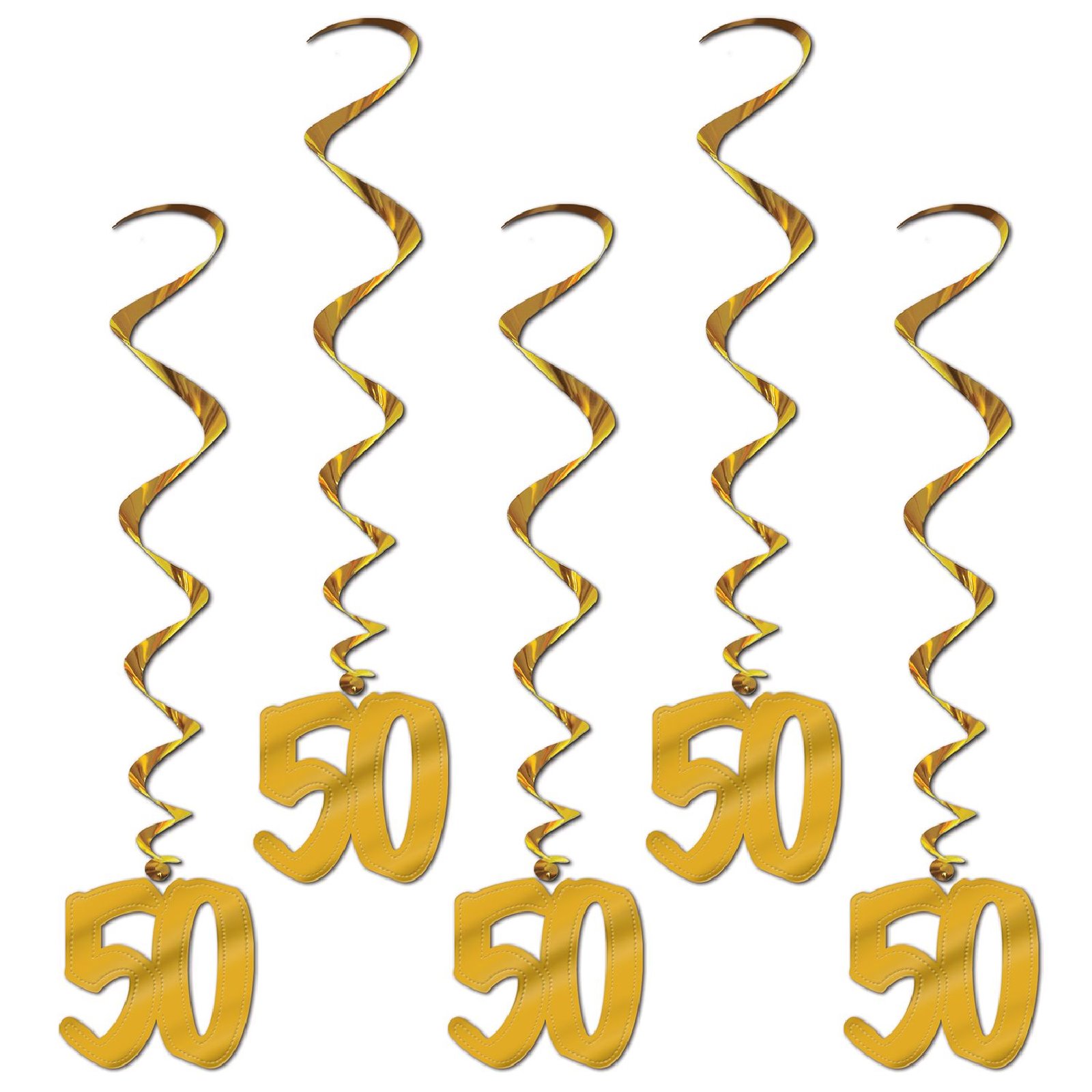 Gold 50th Anniversary Swirl Decorations (Pack of 5) 