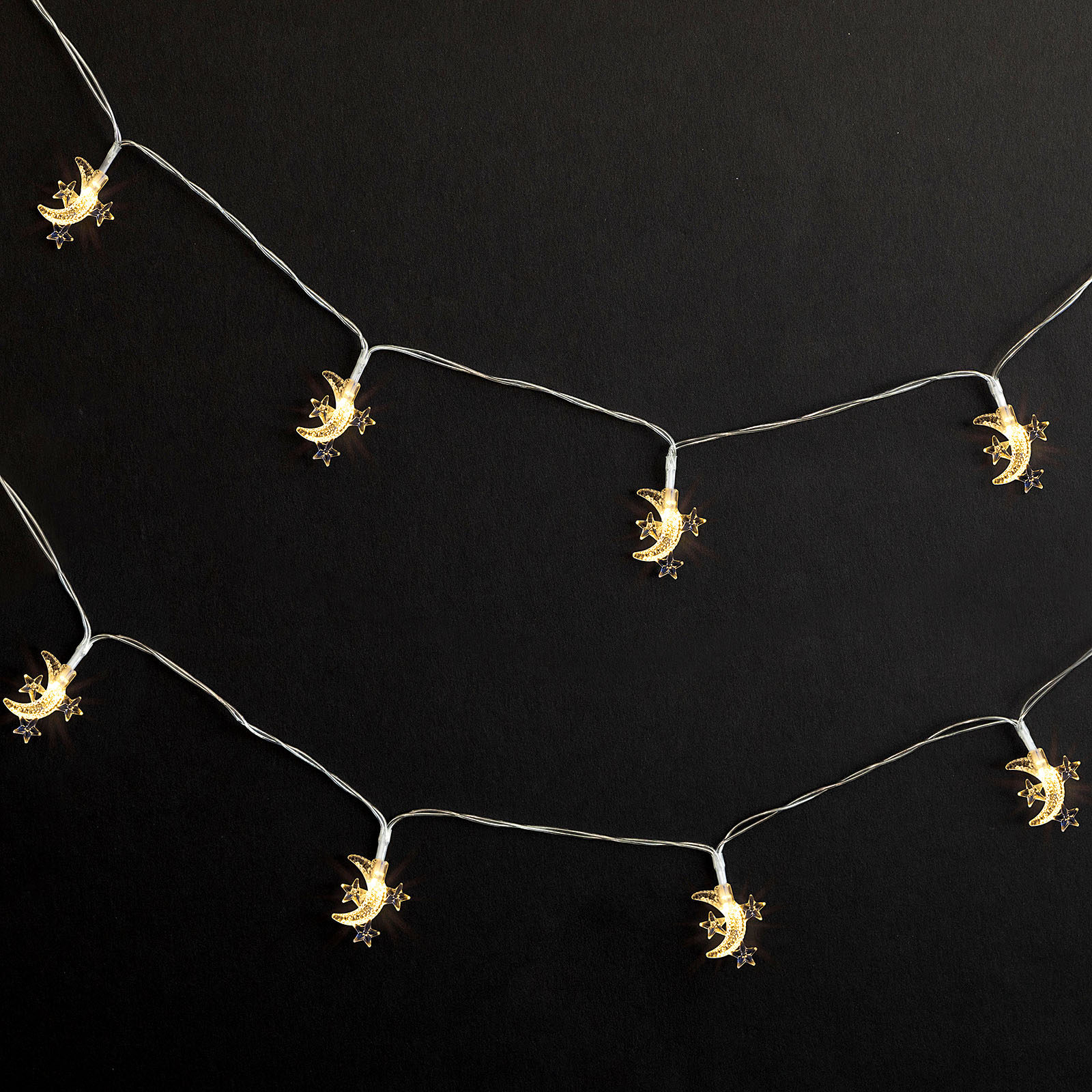 Moon & Star Warm White LED String Lights 