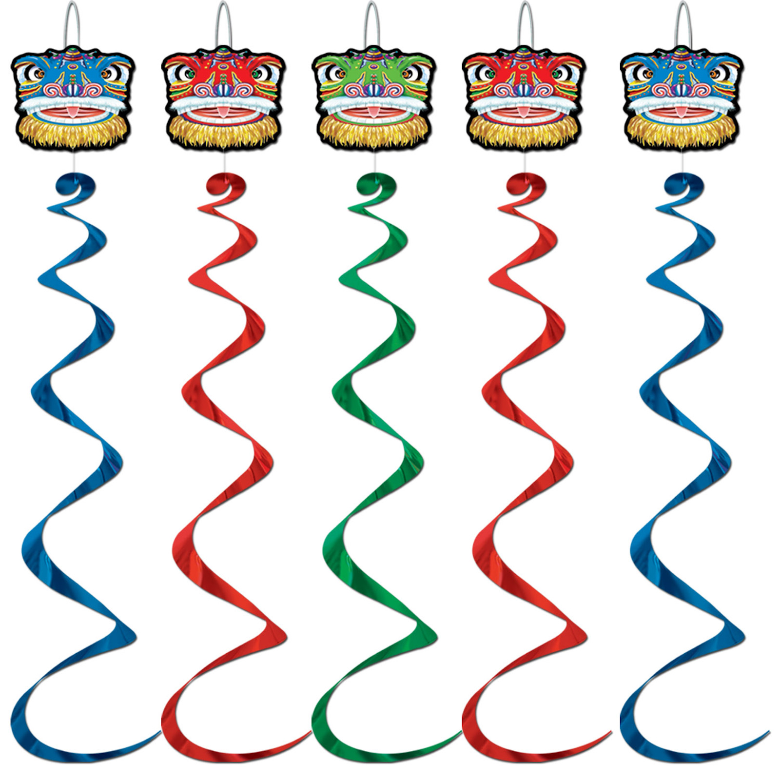 Chinese Dragon Swirl Decorations (Pack of 5)