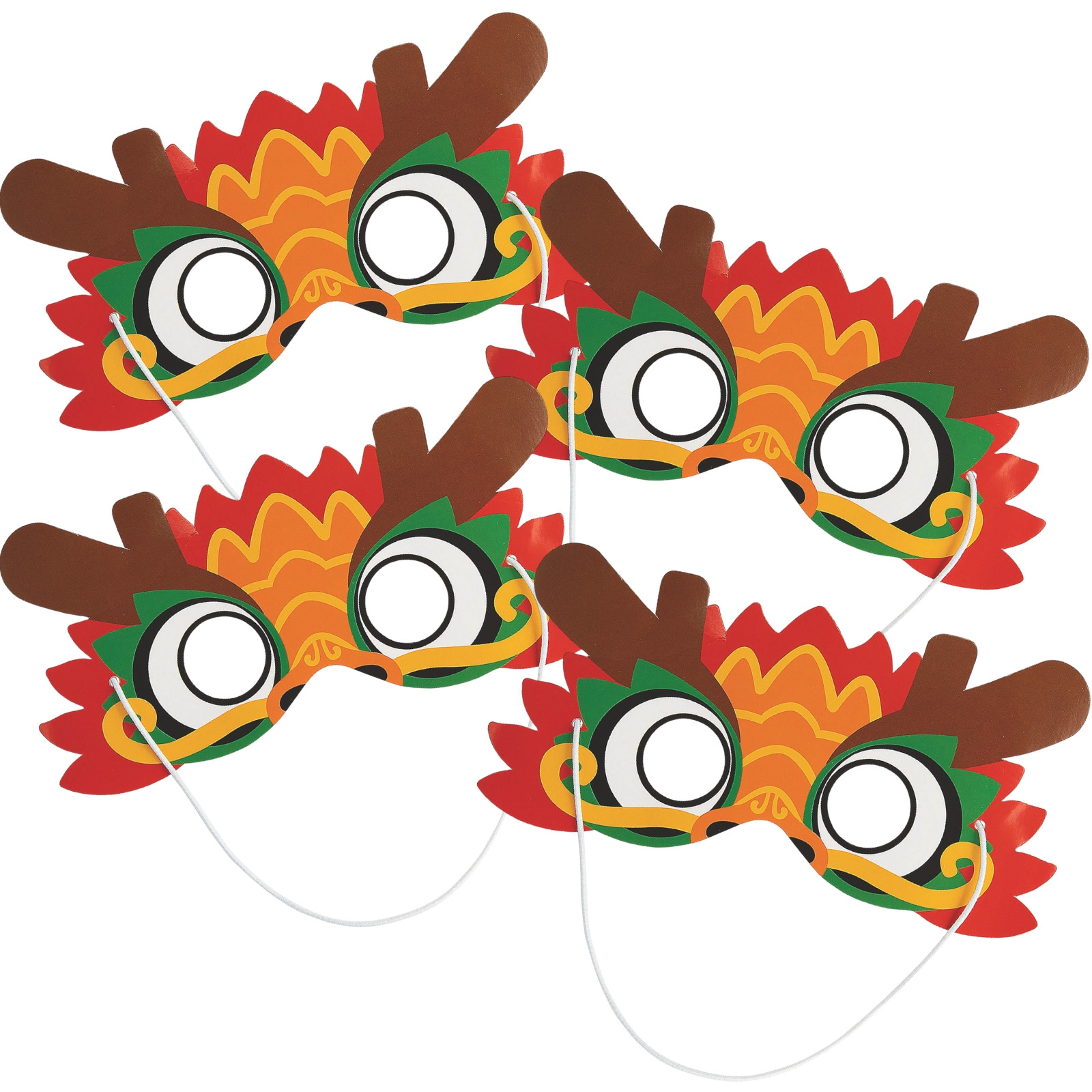 Chinese New Year Dragon Paper Masks (Pack of 12) 
