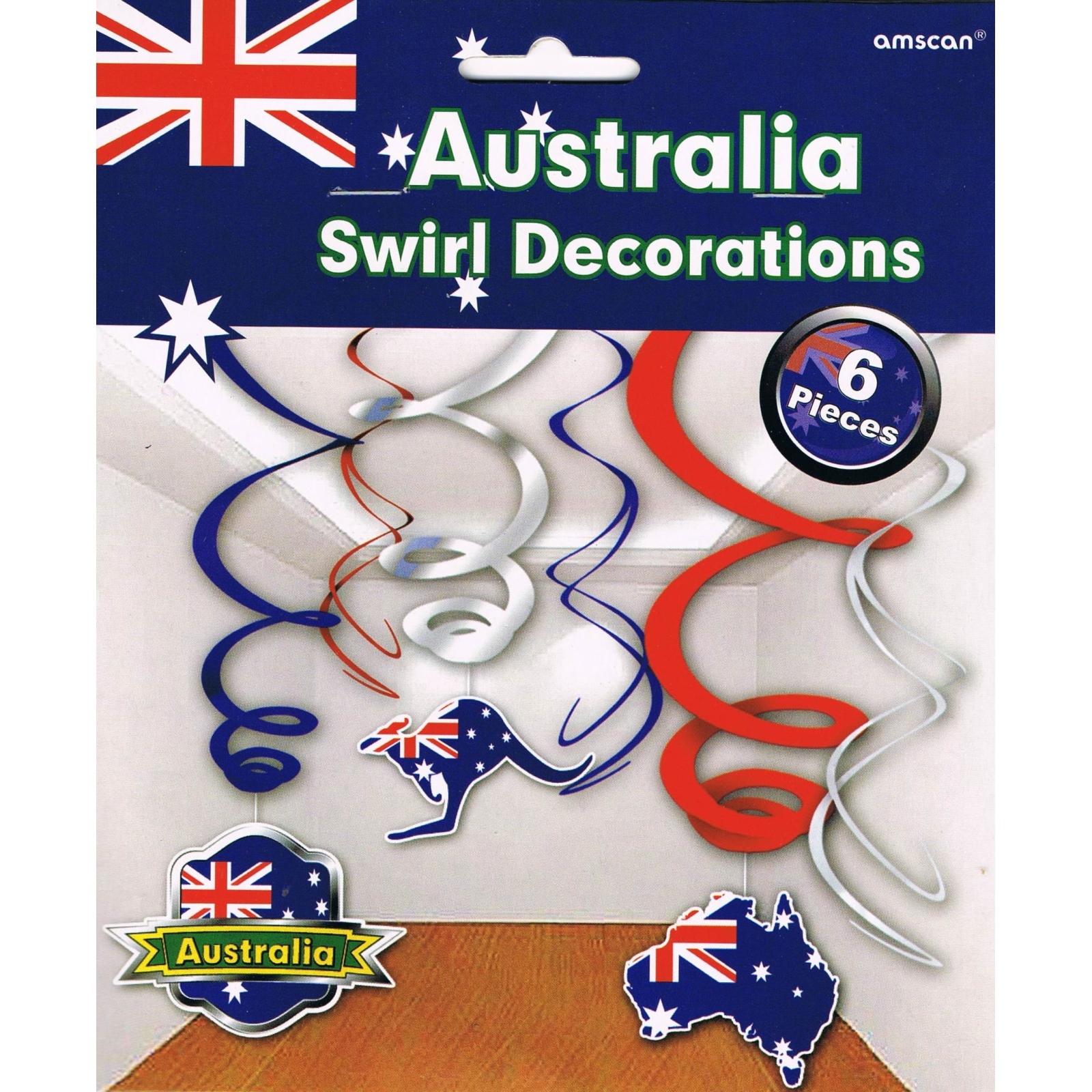 Australia Swirl Decorations (Pack of 6)