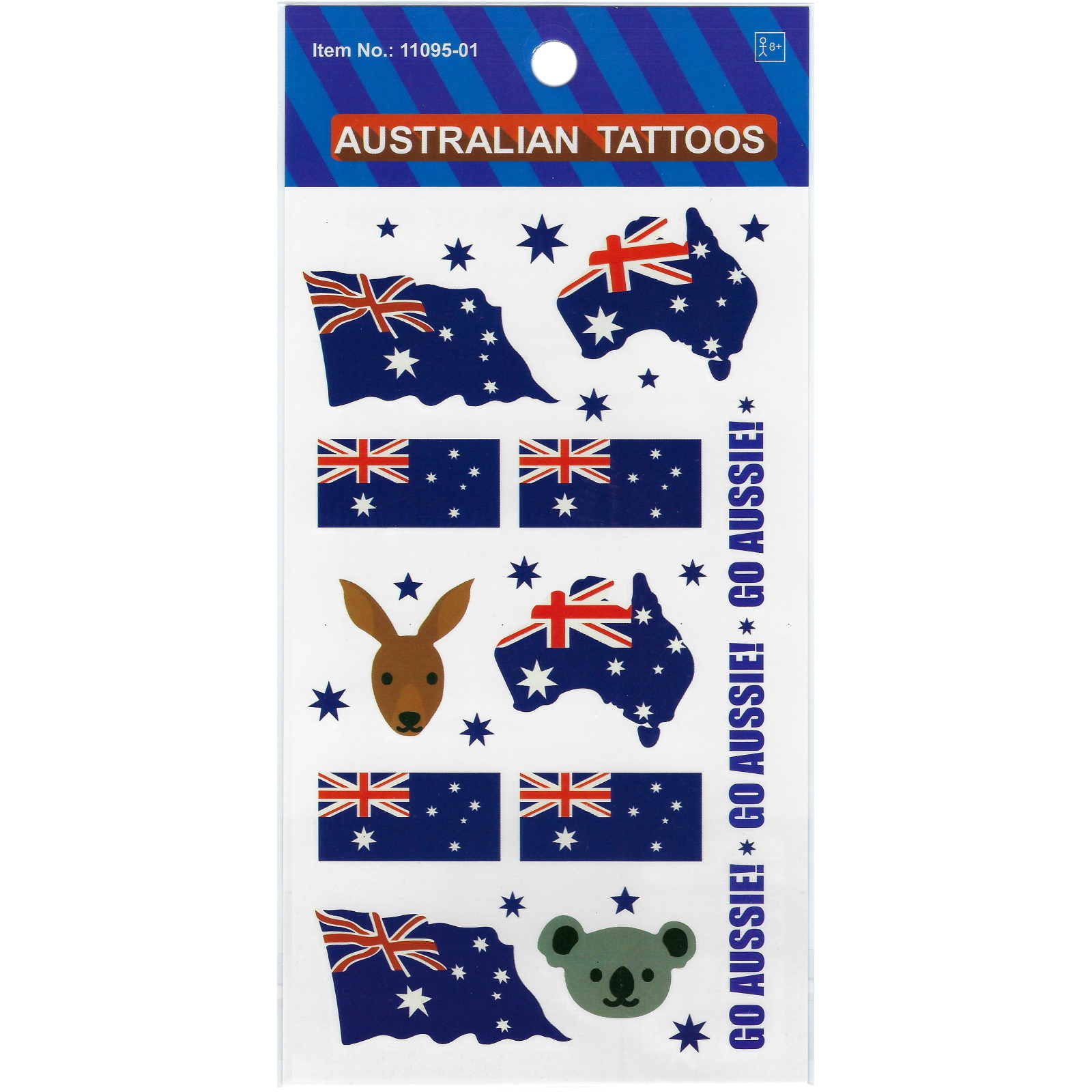 Australia Themed Tattoos Flags and Animals (1 Sheet)