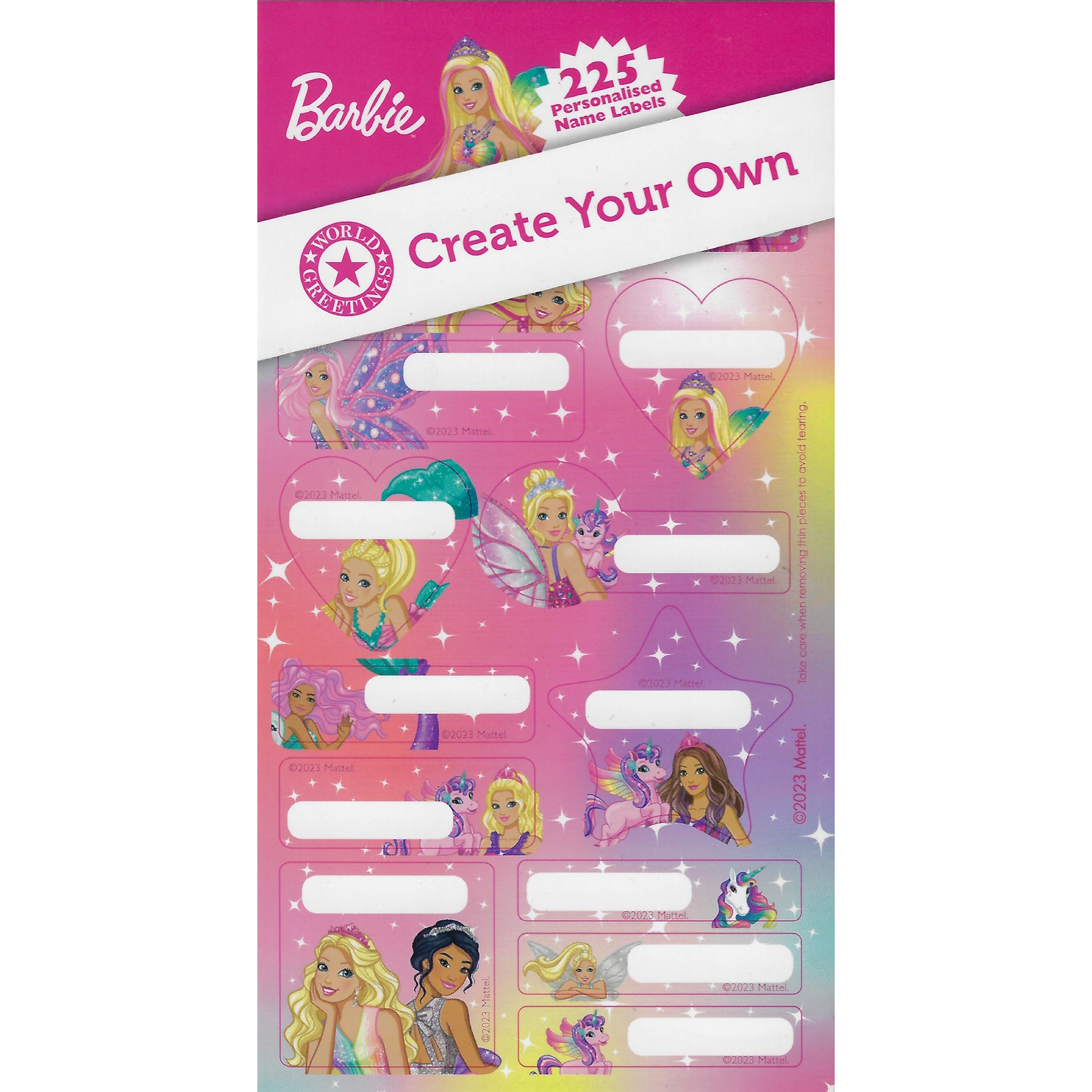 Barbie Create Your Own Name Labels Sticker Book (15 Sheets)