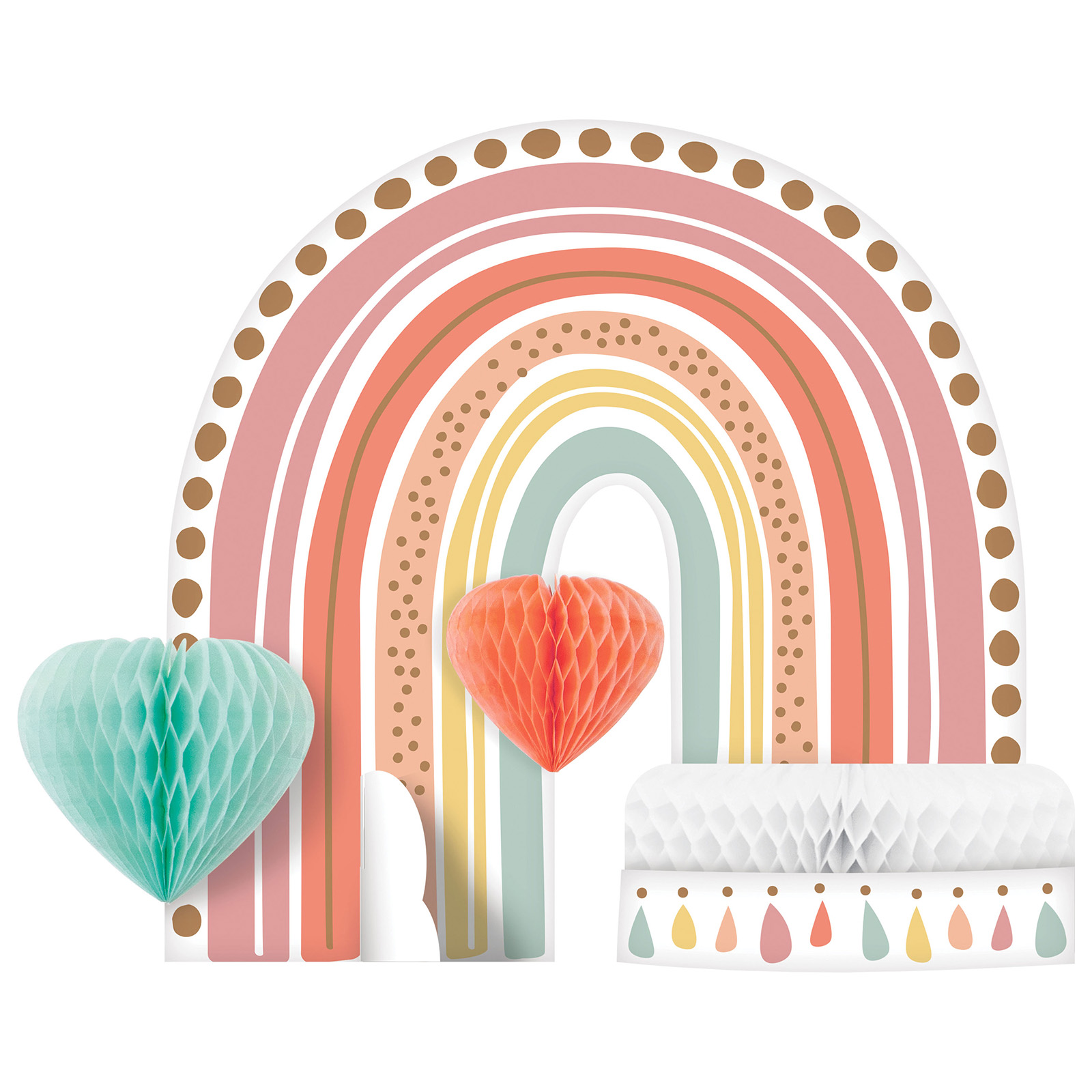 Boho Rainbow Honeycomb Centrepiece