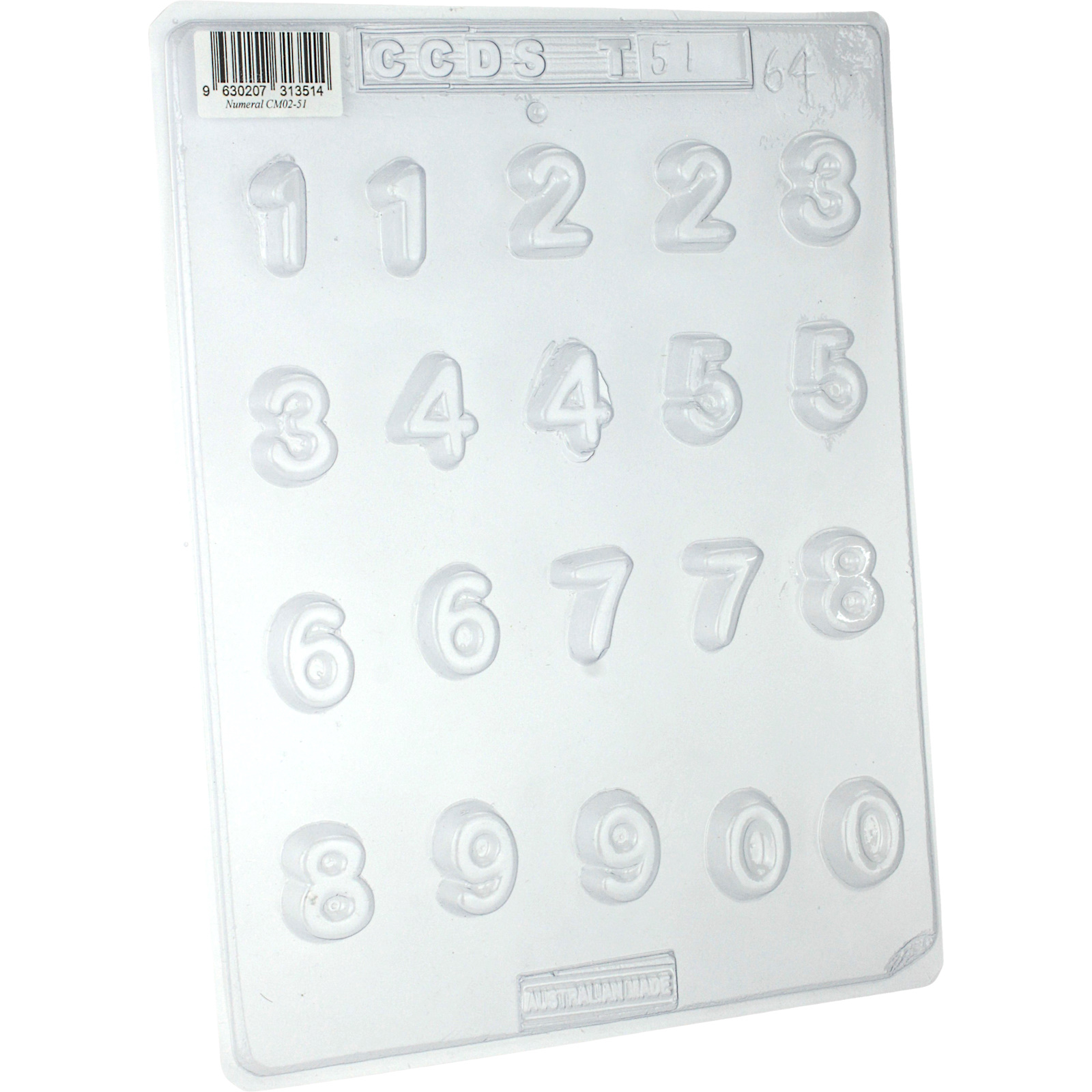 Small Number Plastic Chocolate Moulds (1 Sheet)  