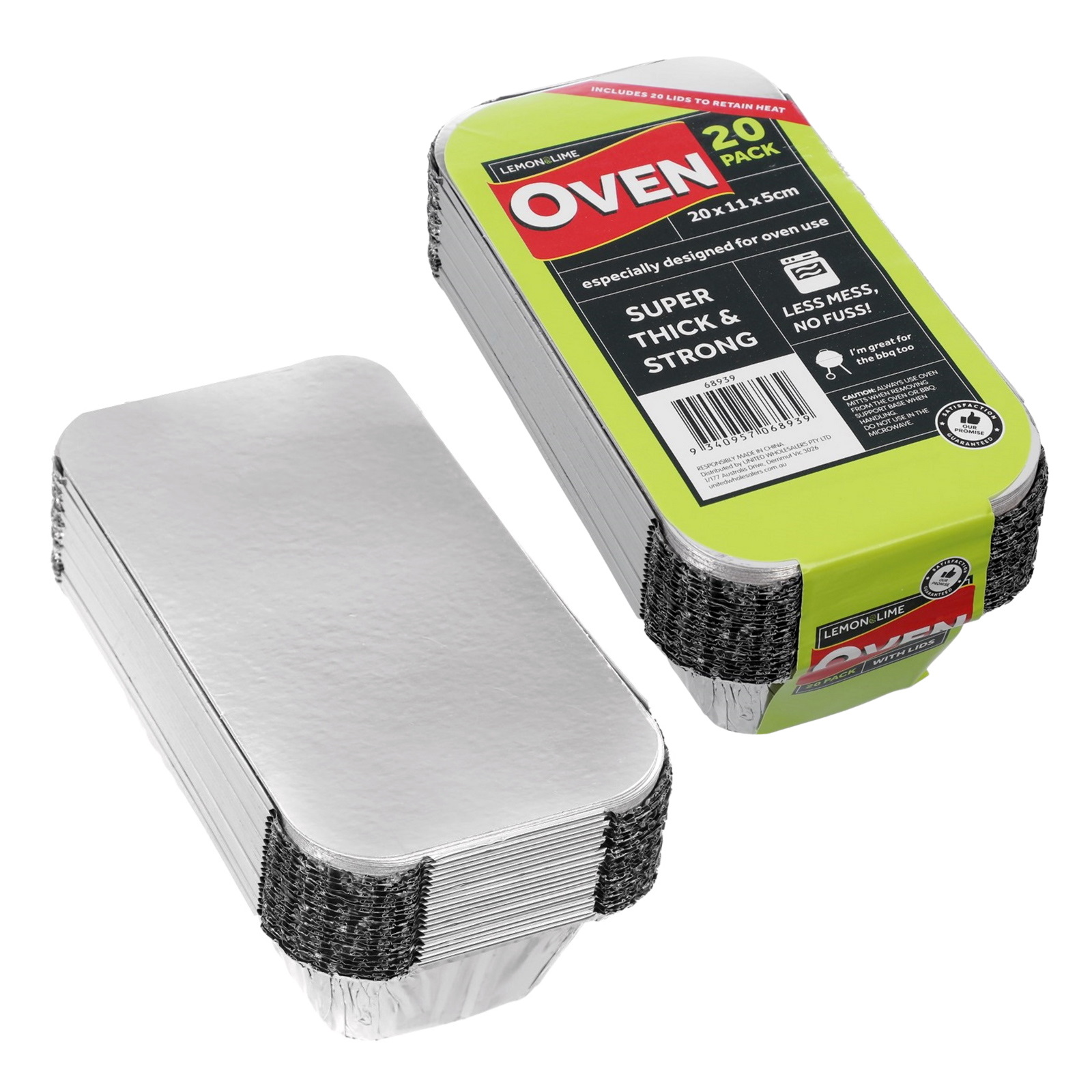 Foil Trays With Lids 20cm x 11cm x 5cm (Pack of 20) 