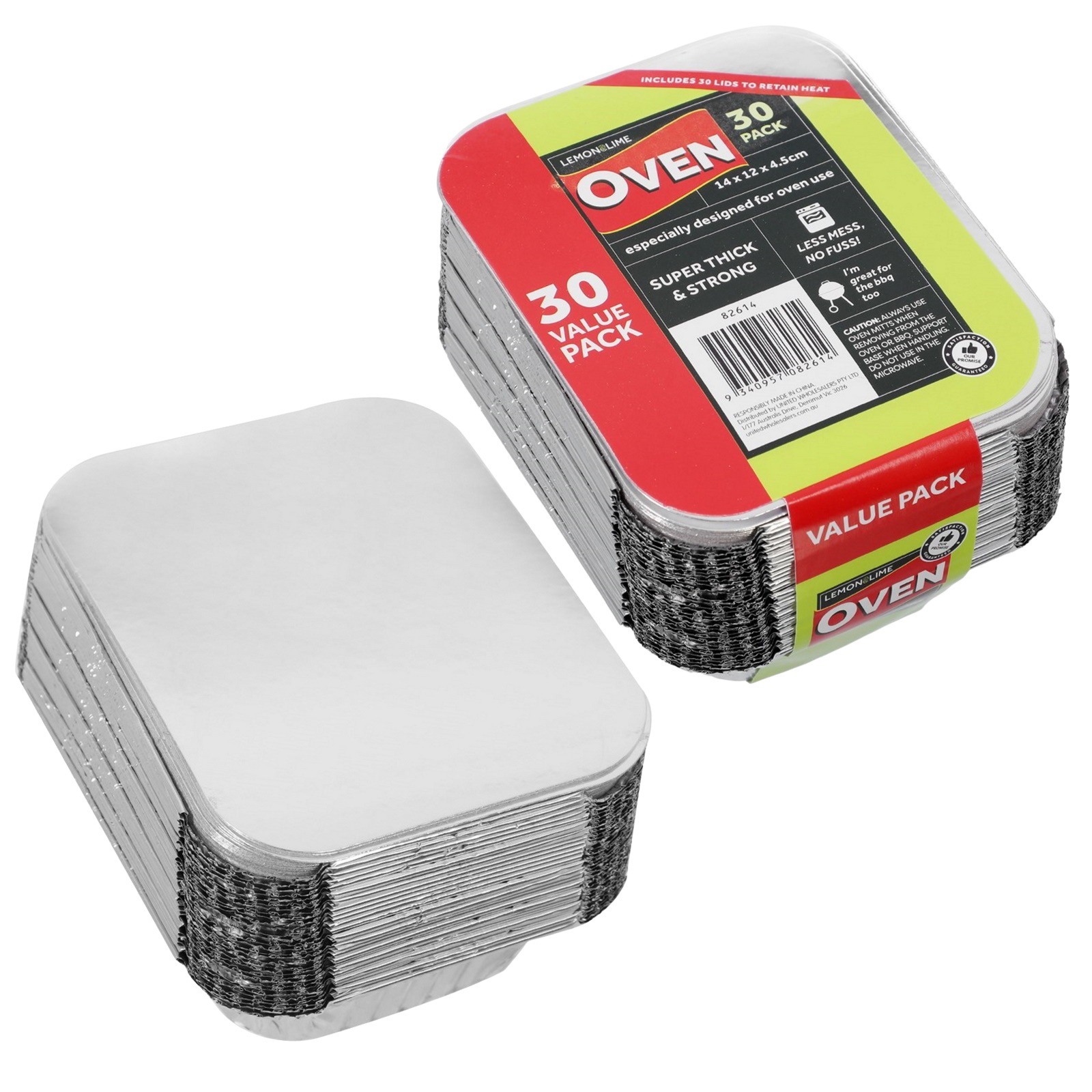 Small Foil Trays With Lids 14cm x 12cm x 4.5cm (Pack of 30) 