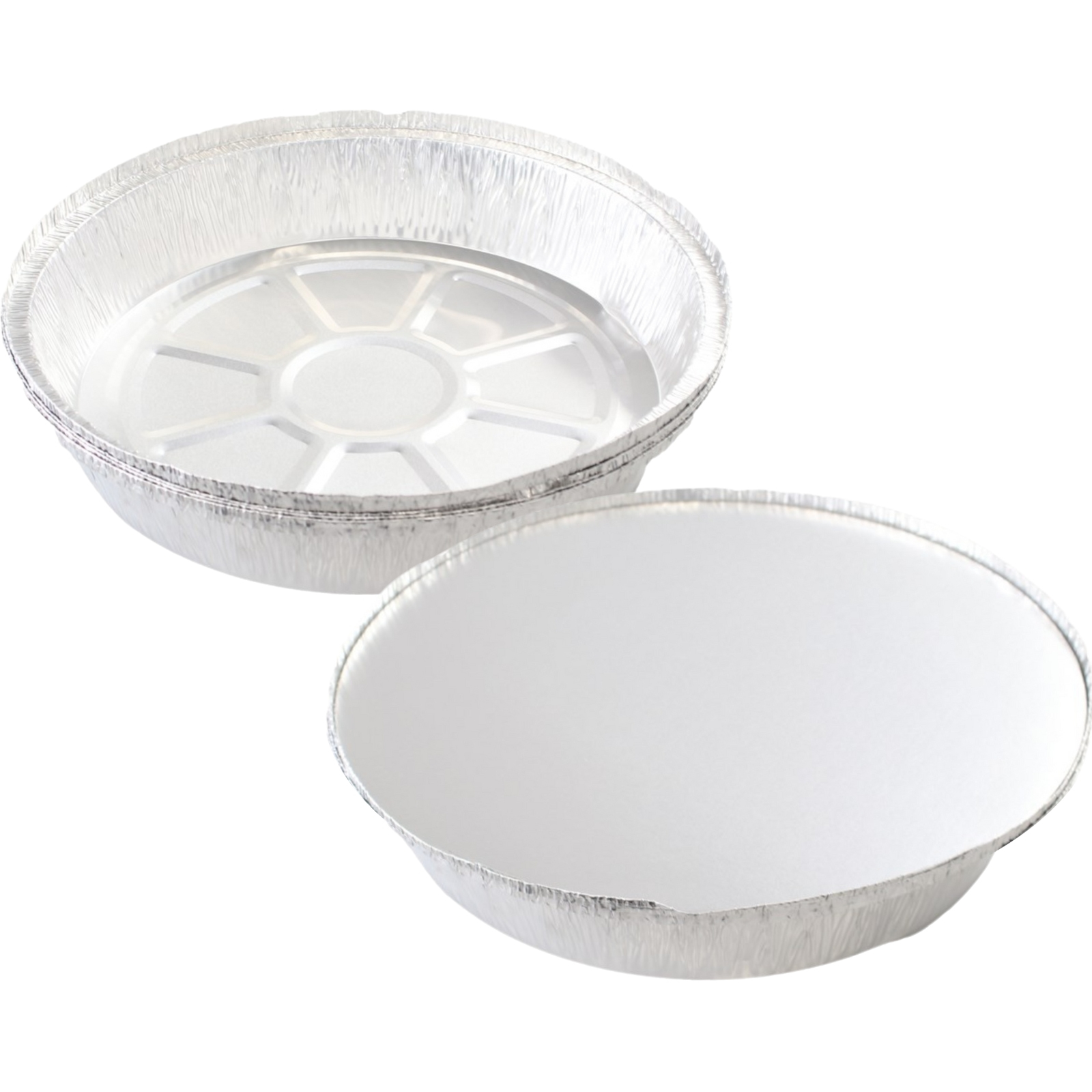 Foil Round Oven Trays with Silver Lids 23cm x 4cm (Pack of 4)