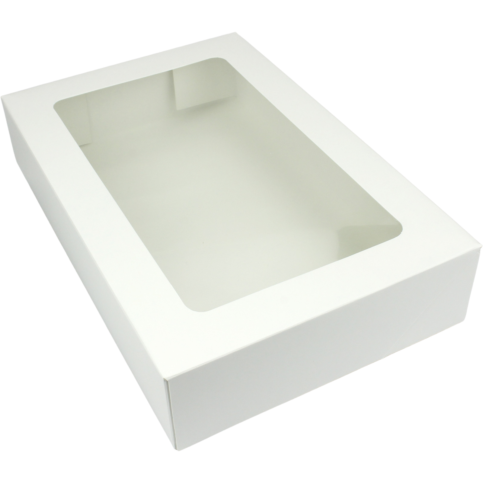 White Donut Boxes With Window 30cm x 20cm x 6cm (Pack of 2)