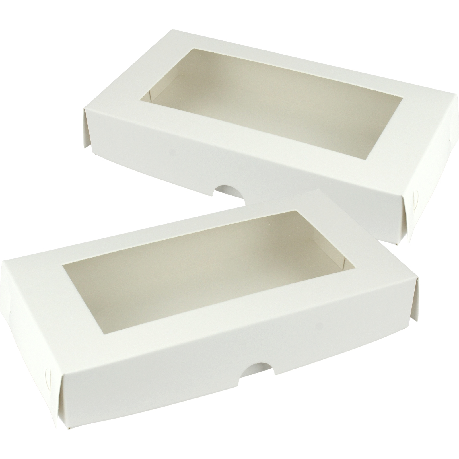 White Rectangle Cookie / Biscuit Boxes with Window Lids 22.5cm (Pack of 2)
