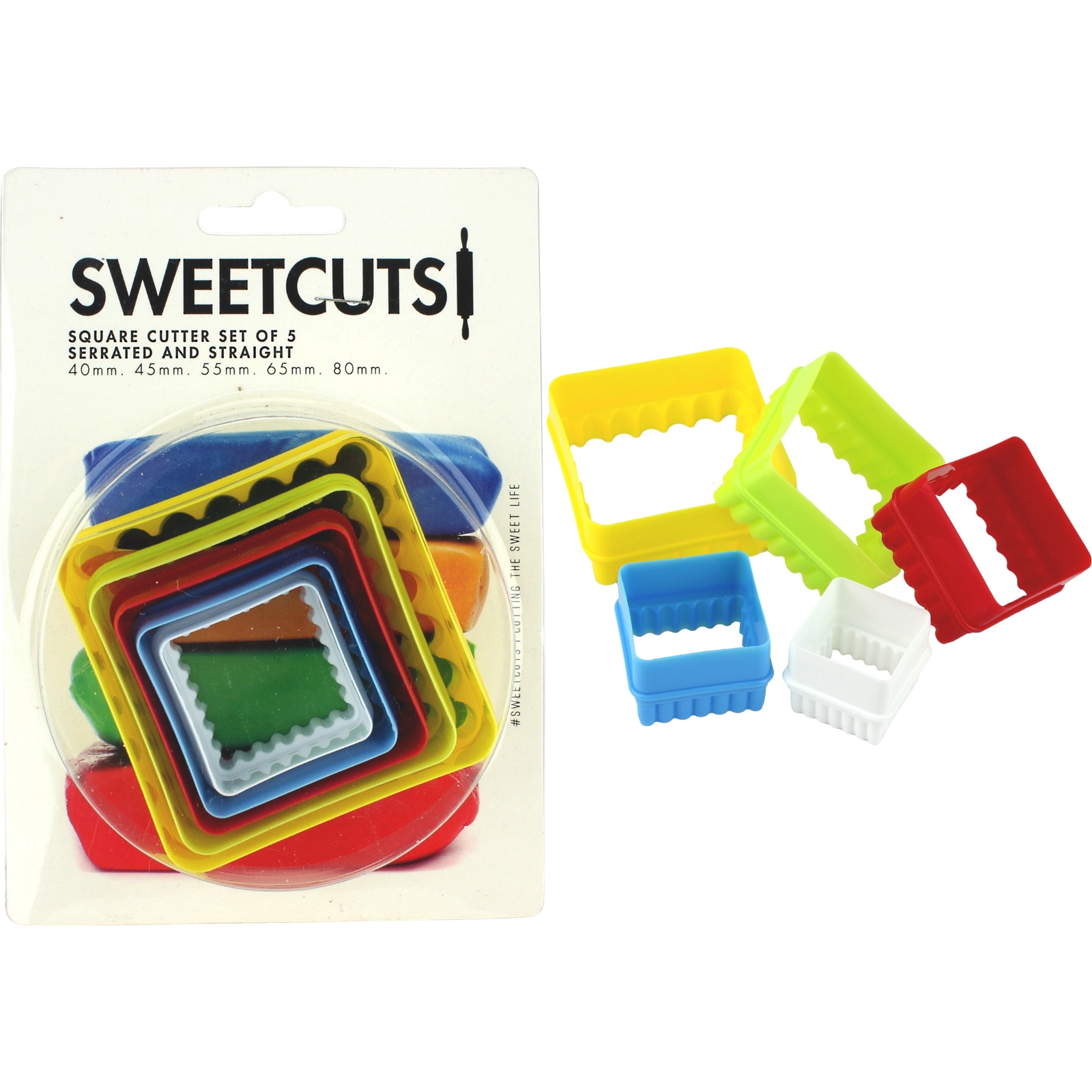 Sqaure Serrated & Straight Cookie Cutter Set (5 Pieces) 