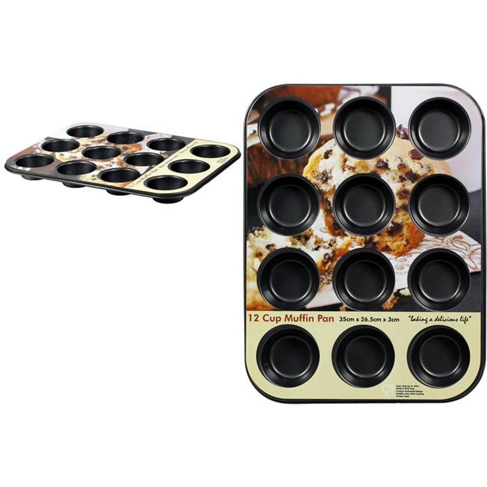 12 Cup Muffin Pan Non-Stick 35cm x 26.5cm x 3cm