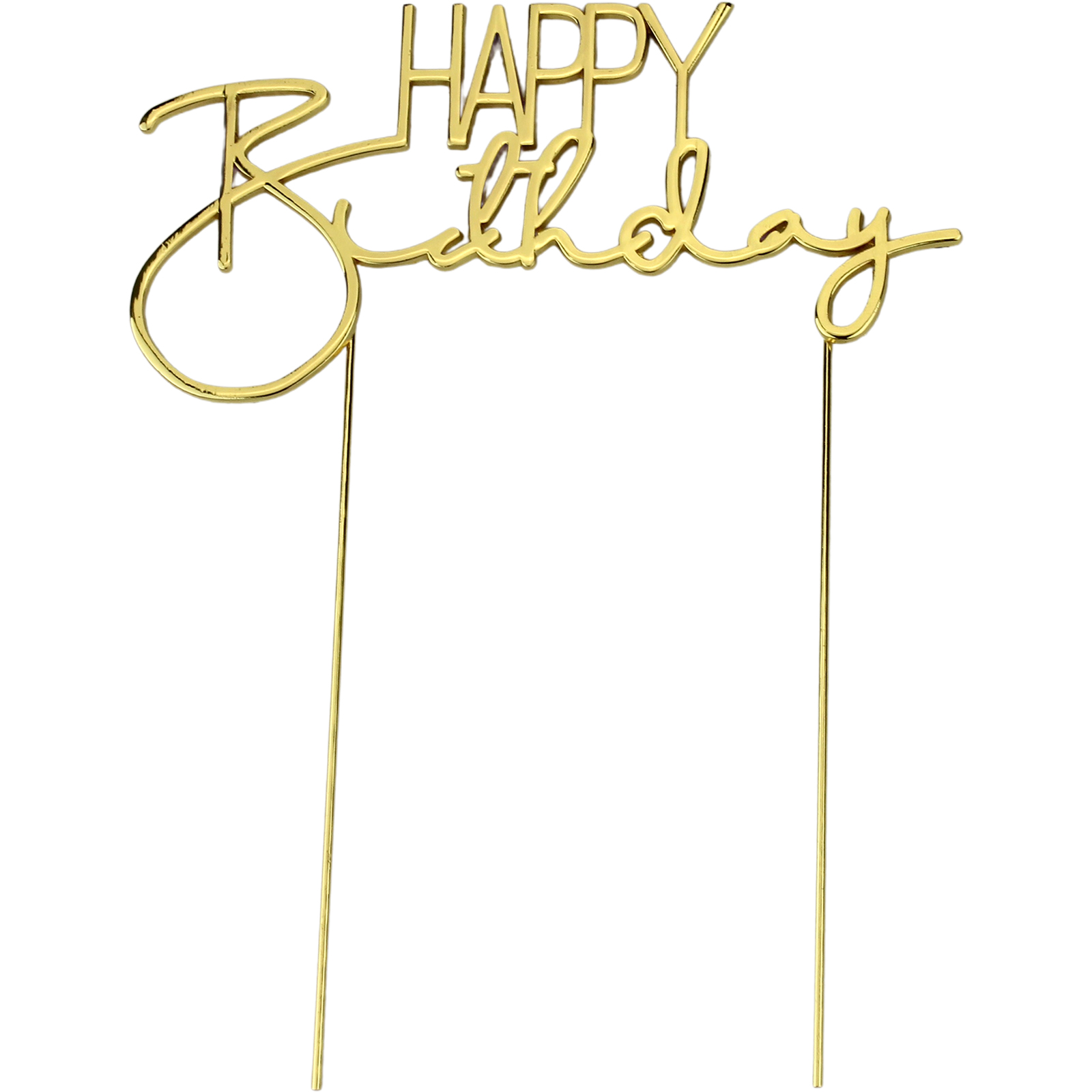 Elegant Happy Birthday Gold Metal Cake Topper 