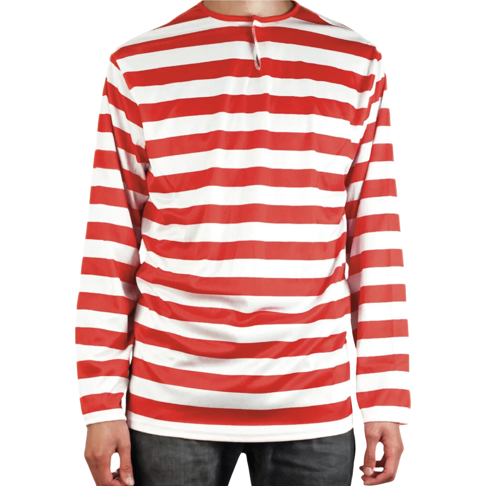 Red and White Stripe Adult Long Sleeve Top