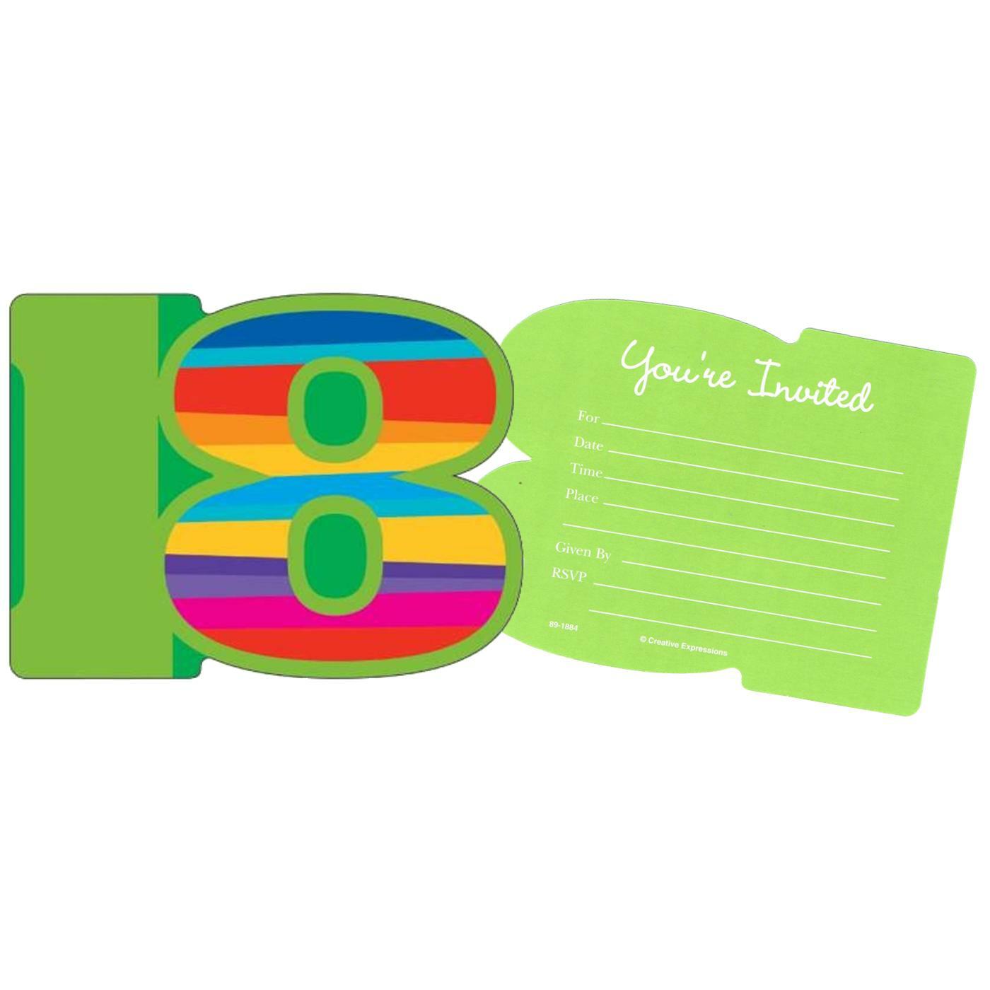 Birthday Stripes 18th Party Invitations (Pack of 8)