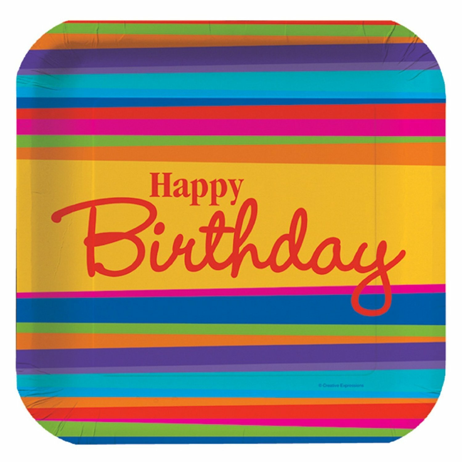 Birthday Stripes Large Paper Plates (Pack of 8)