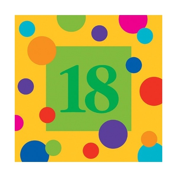 Birthday Stripes 18th Small Napkins / Serviettes (Pack of 16)