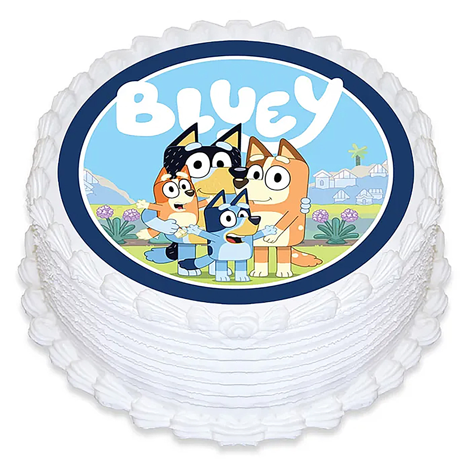 Bluey Family Round Edible Icing Cake Decoration