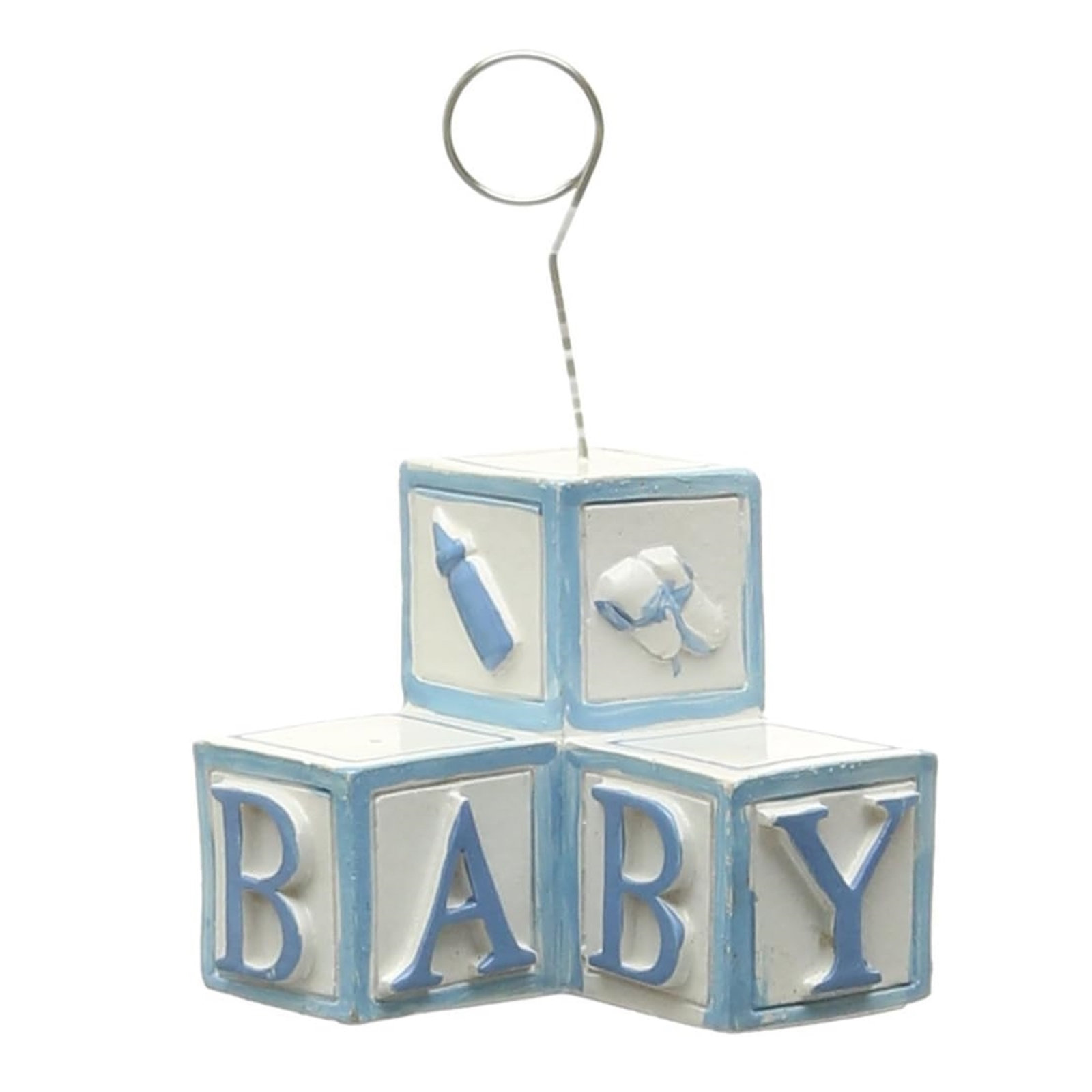 Blue Baby Blocks Photo Holder And Balloon Weight