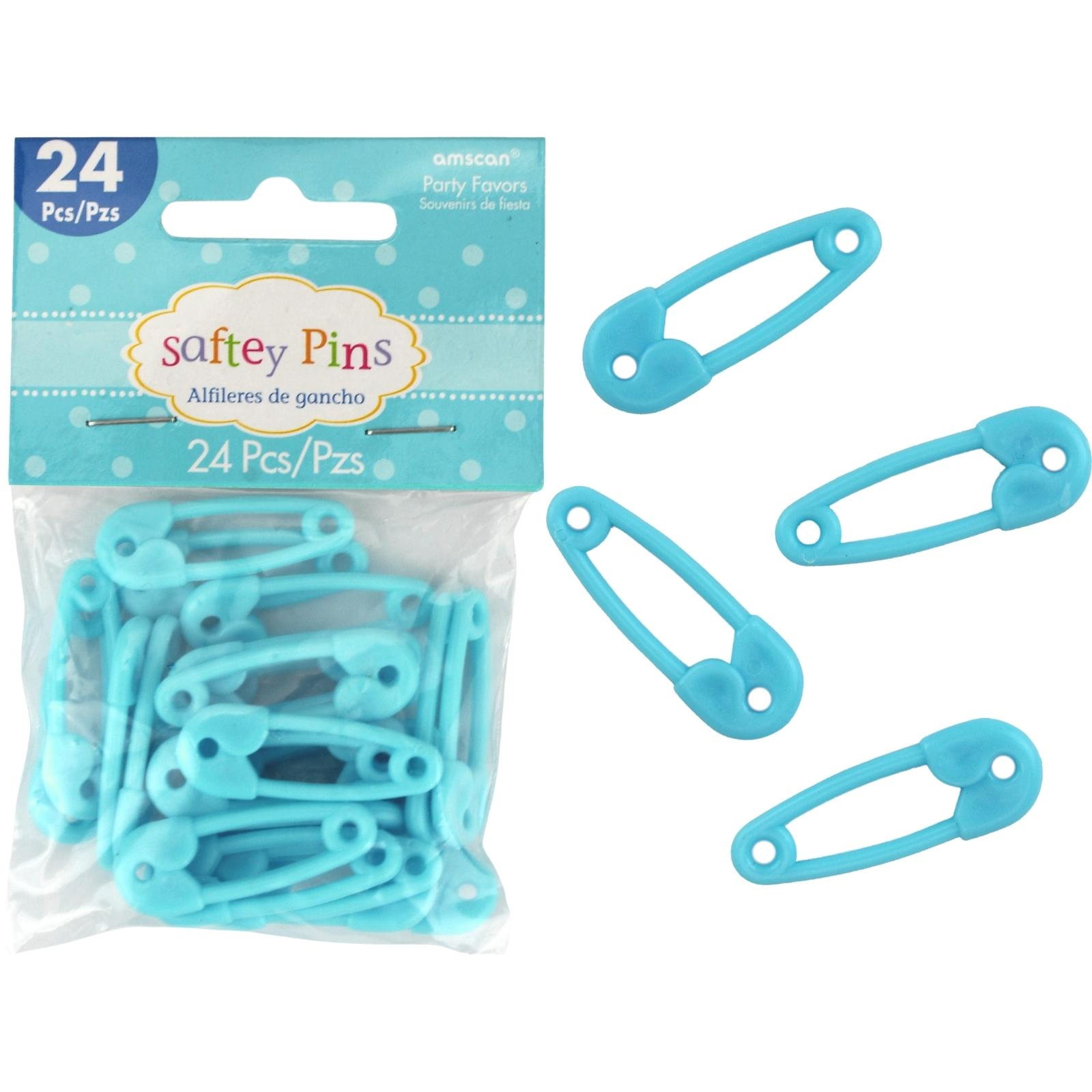 Baby Shower Blue Plastic Safety Pins (Pack of 24) 