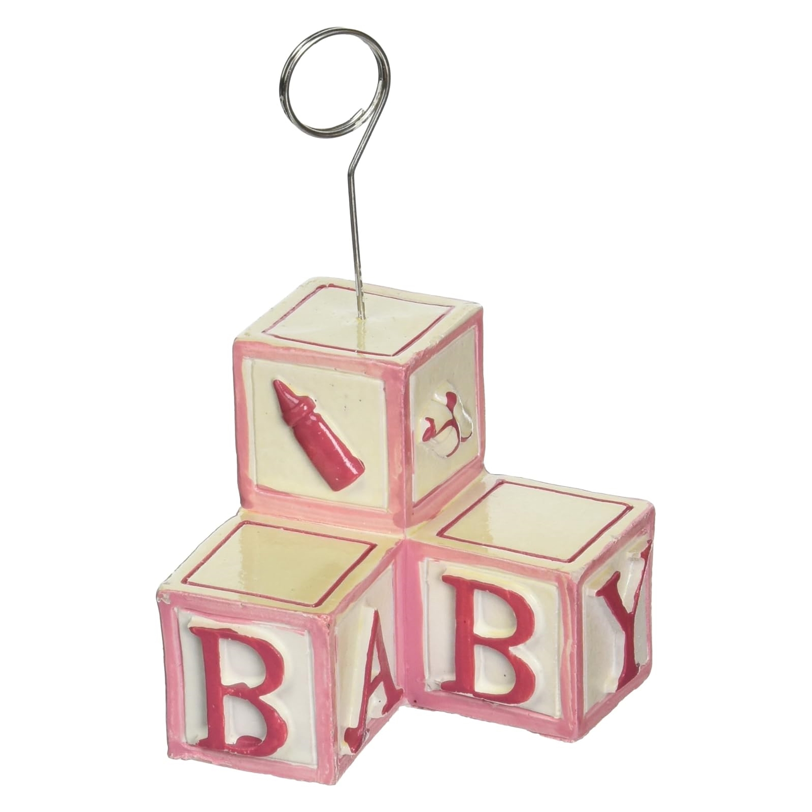 Pink Baby Blocks Photo Holder And Balloon Weight