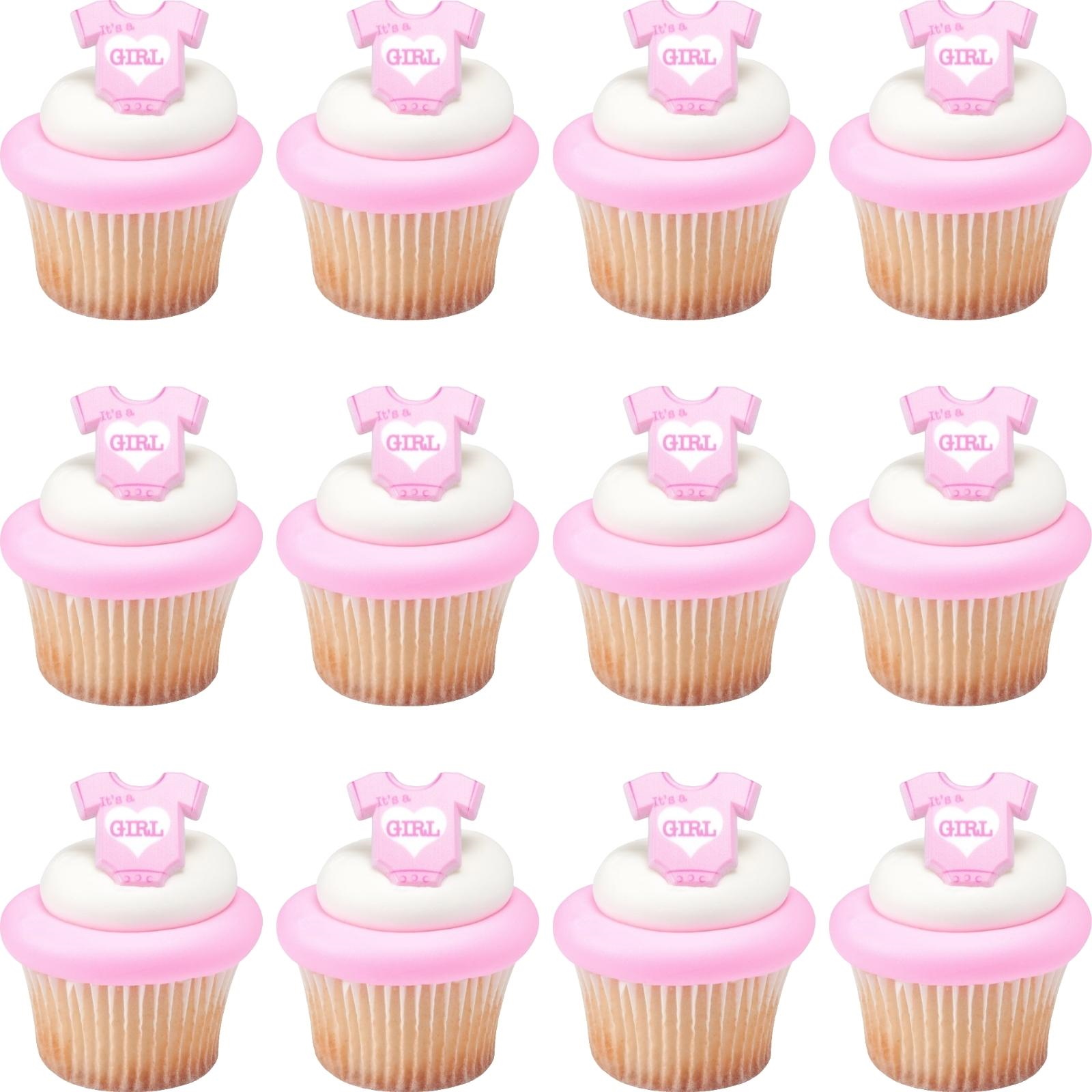 It's a Girl Cupcake Rings (Pack of 12) 