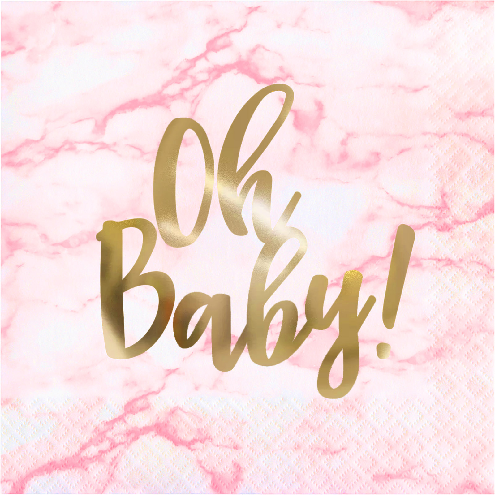 Pink Marble Oh Baby Large Napkins / Serviettes (Pack of 16)