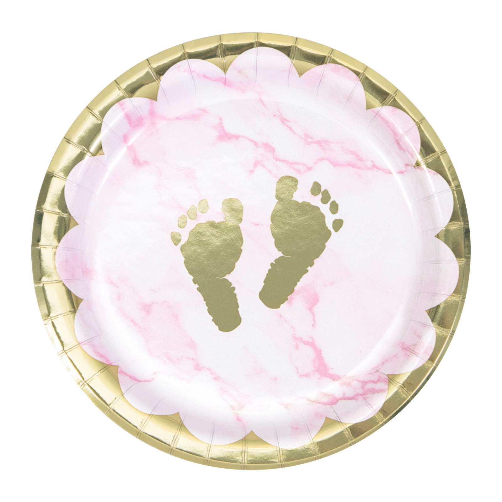 Baby Pink Marble Small Paper Plates (Pack of 8)