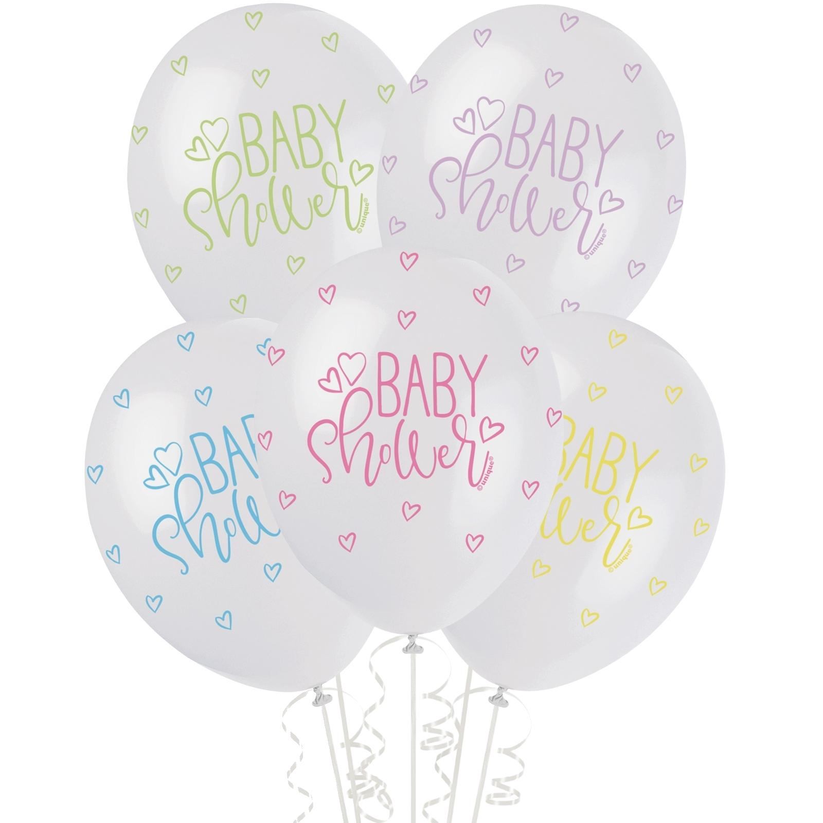 Baby Shower White & Pastel Assorted Balloons (Pack of 5)
