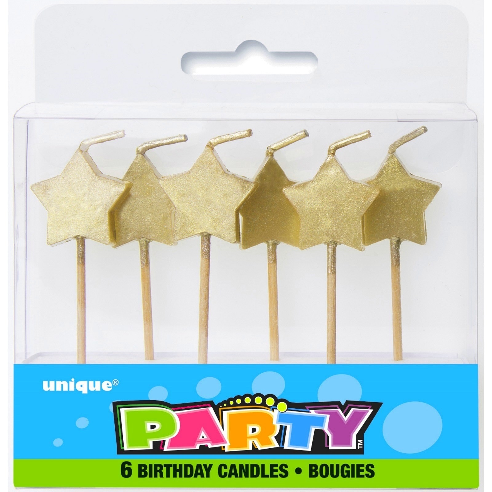 Gold Star Candles (Pack of 6)