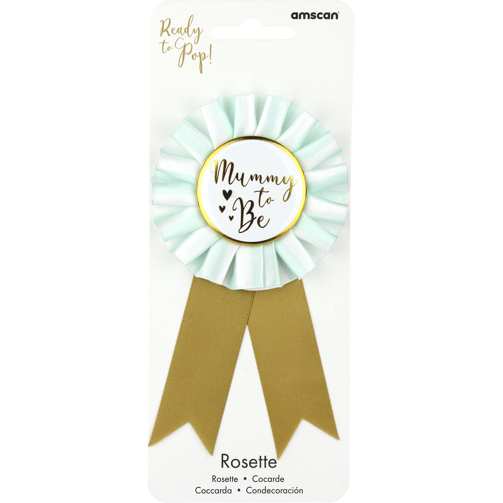 Mummy to Be Mint & White Ribbon Badge 