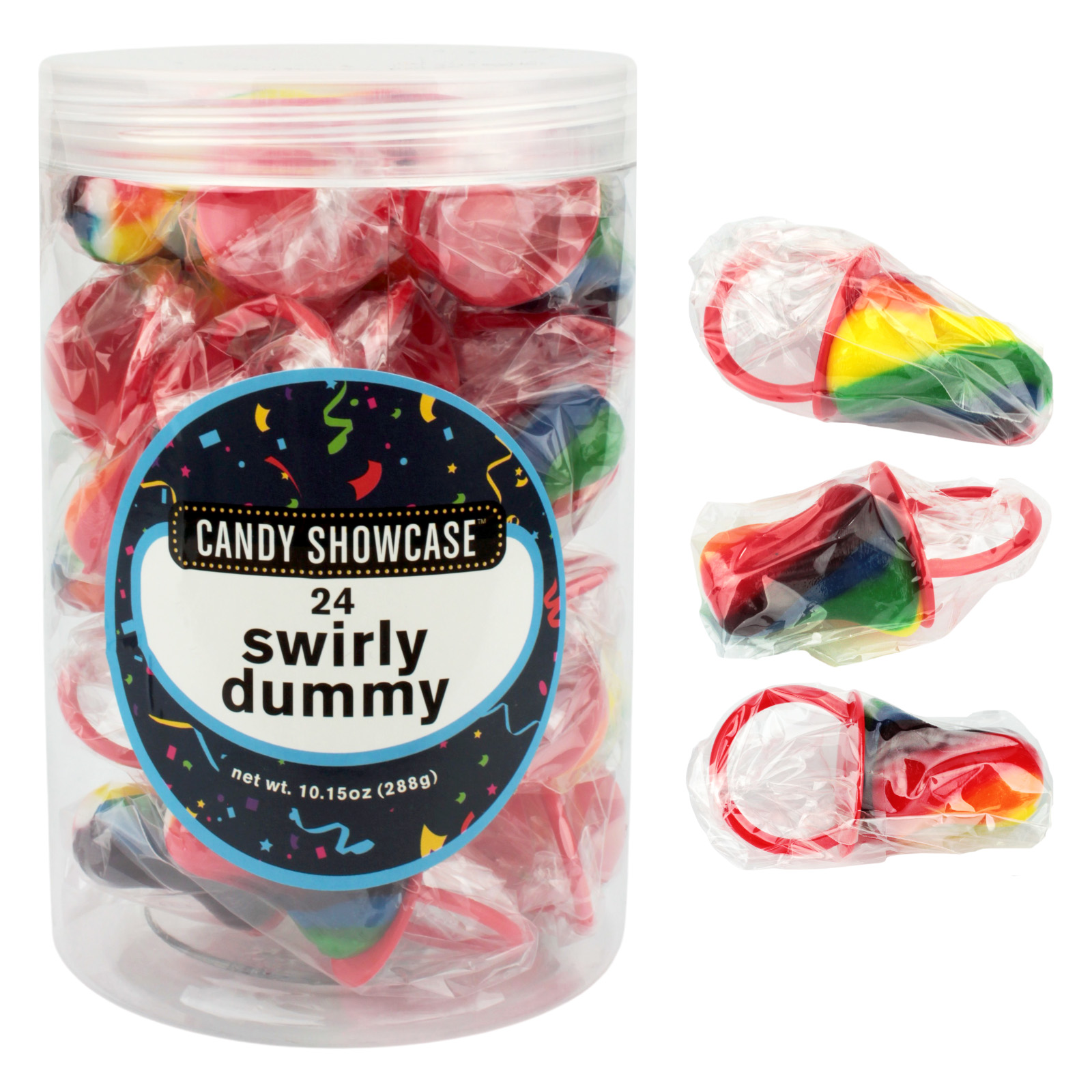Rainbow Mini Swirly Dummy Lollies (Pack of 24)