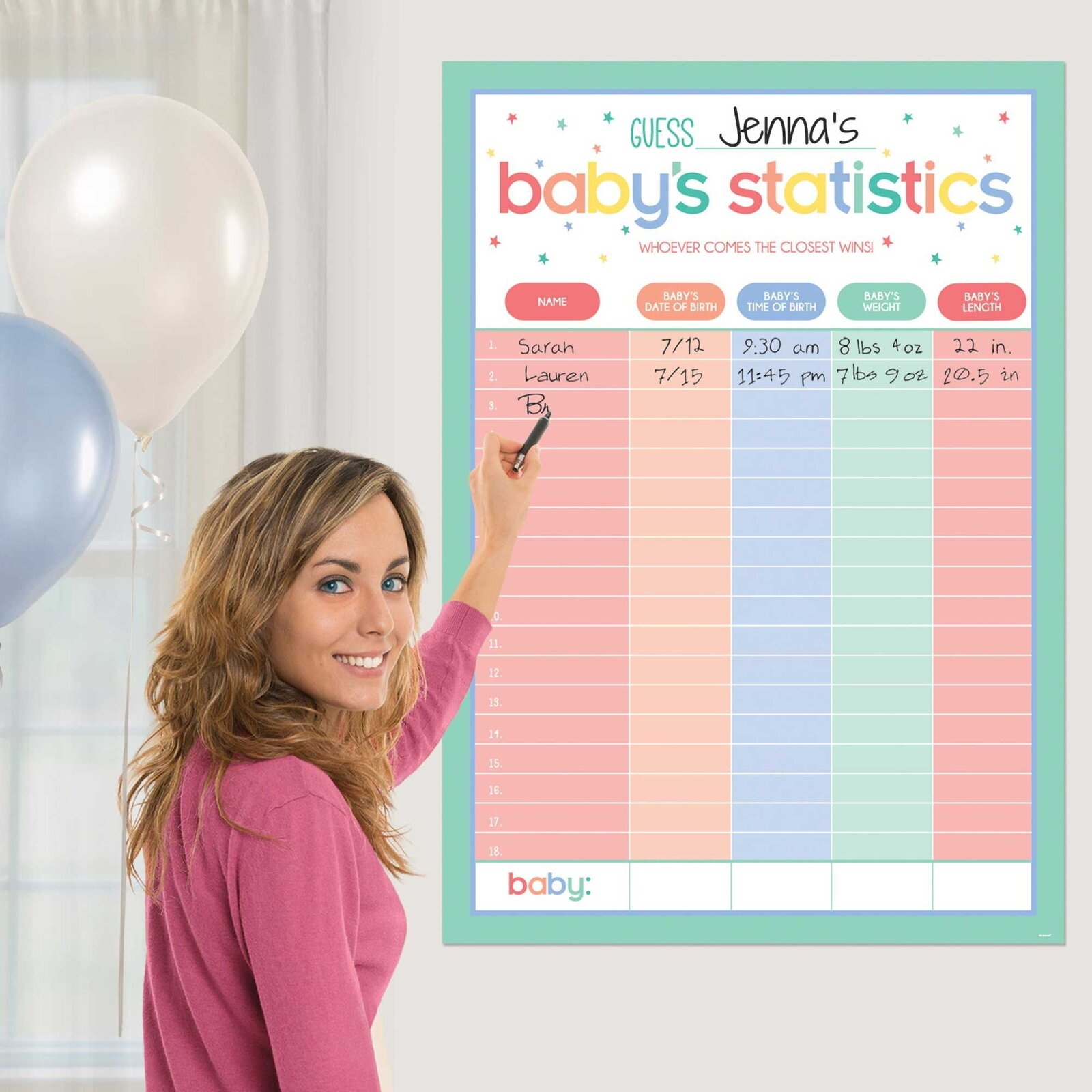 Baby Shower Guess Baby's Statistics Game
