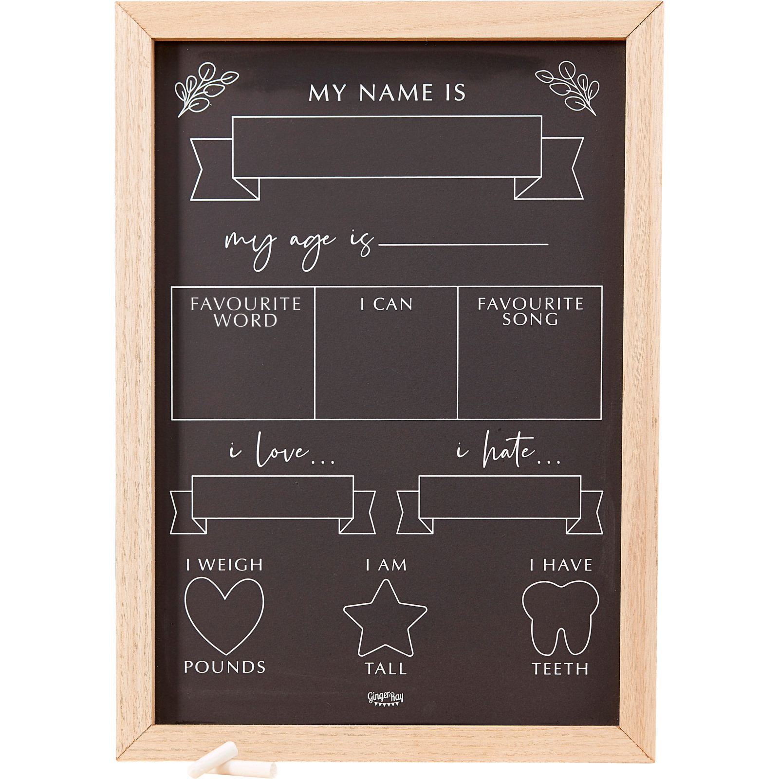 Ginger Ray Botanical Baby Milestone Chalkboard