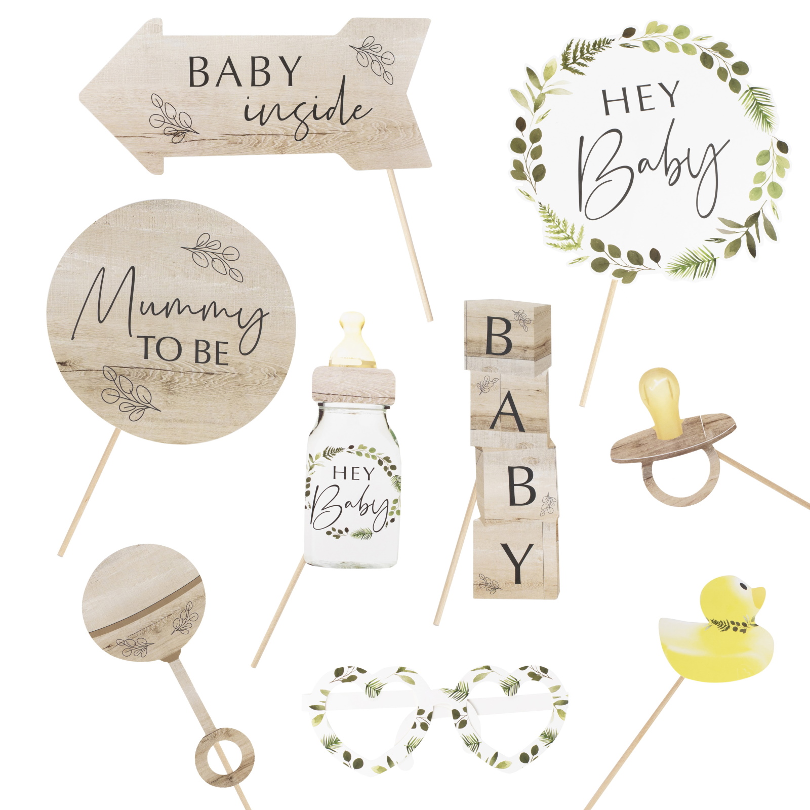 Ginger Ray Botanical Baby Shower Photo Props (Set of 10)