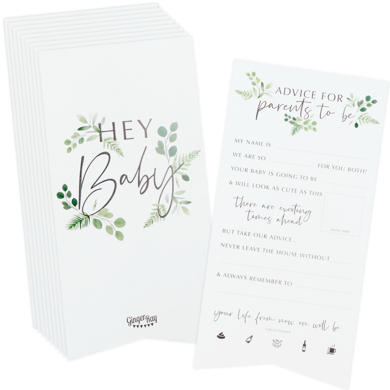 Ginger Ray Botanical Baby Advice for the Parents to Be Cards (Pack of 10)