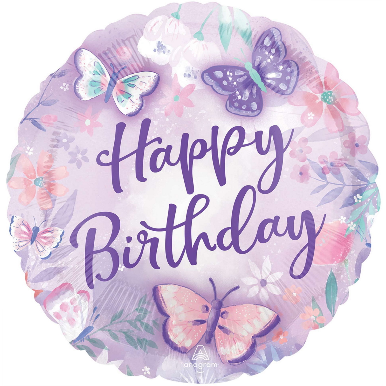 Flutter Butterfly Happy Birthday Foil Helium Balloon