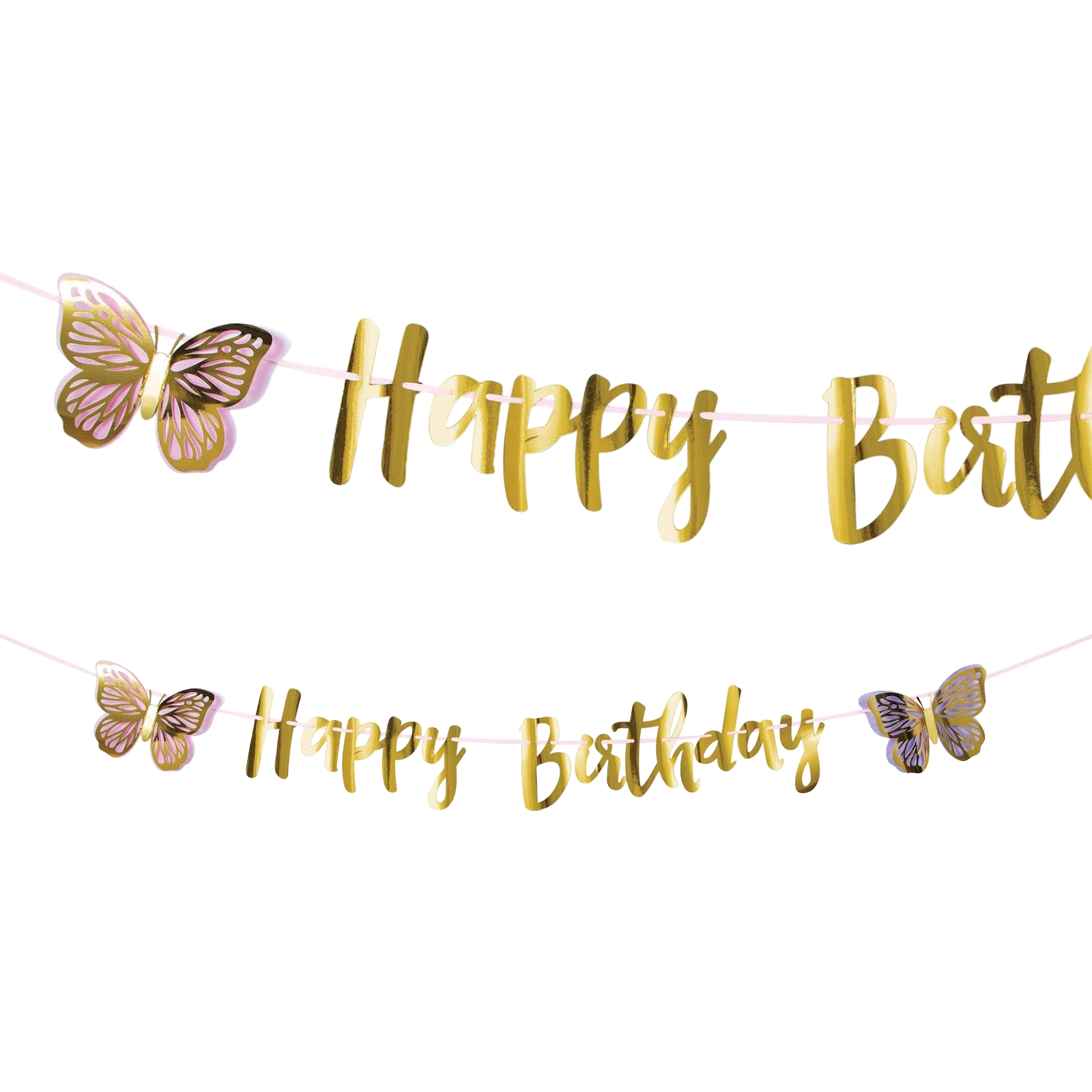 Butterfly Shimmer Happy Birthday Letter Banner 